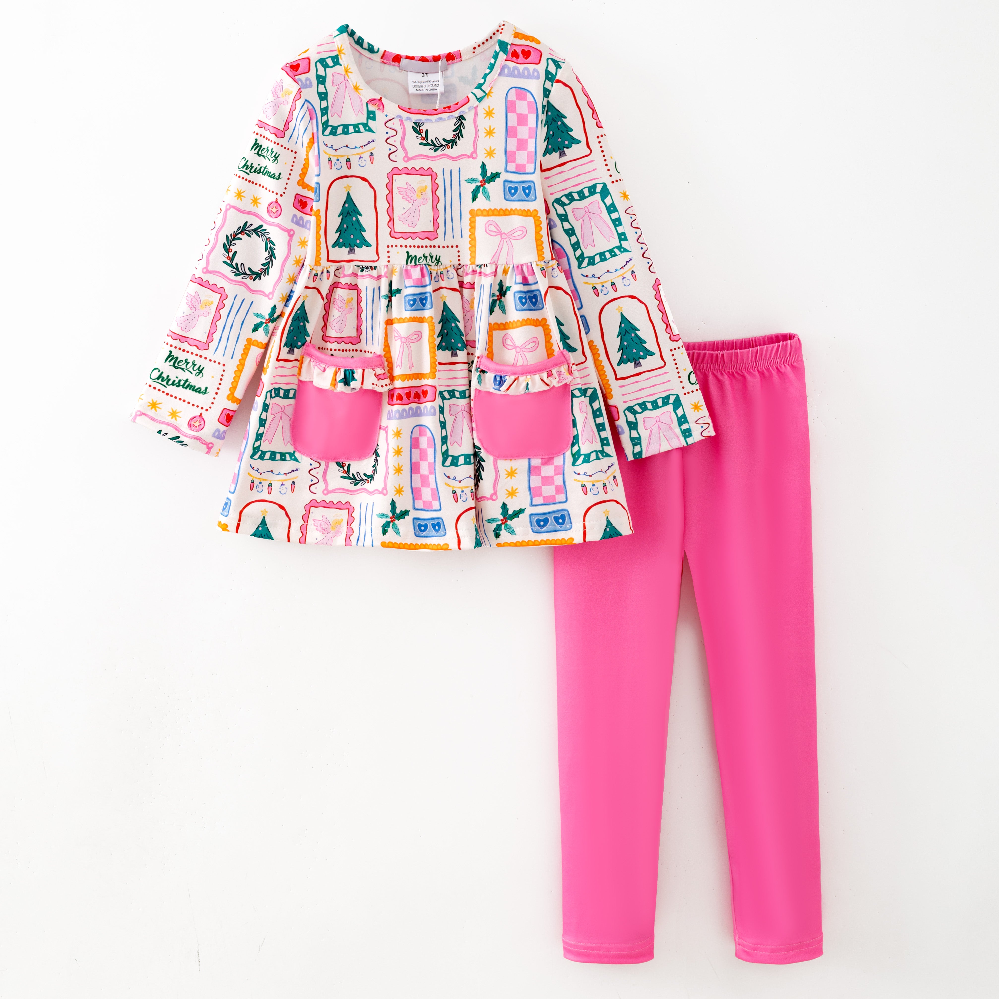 （Pre Order,Prepack Zone）Girls Christmas Print Set&Dress（Mix Size）