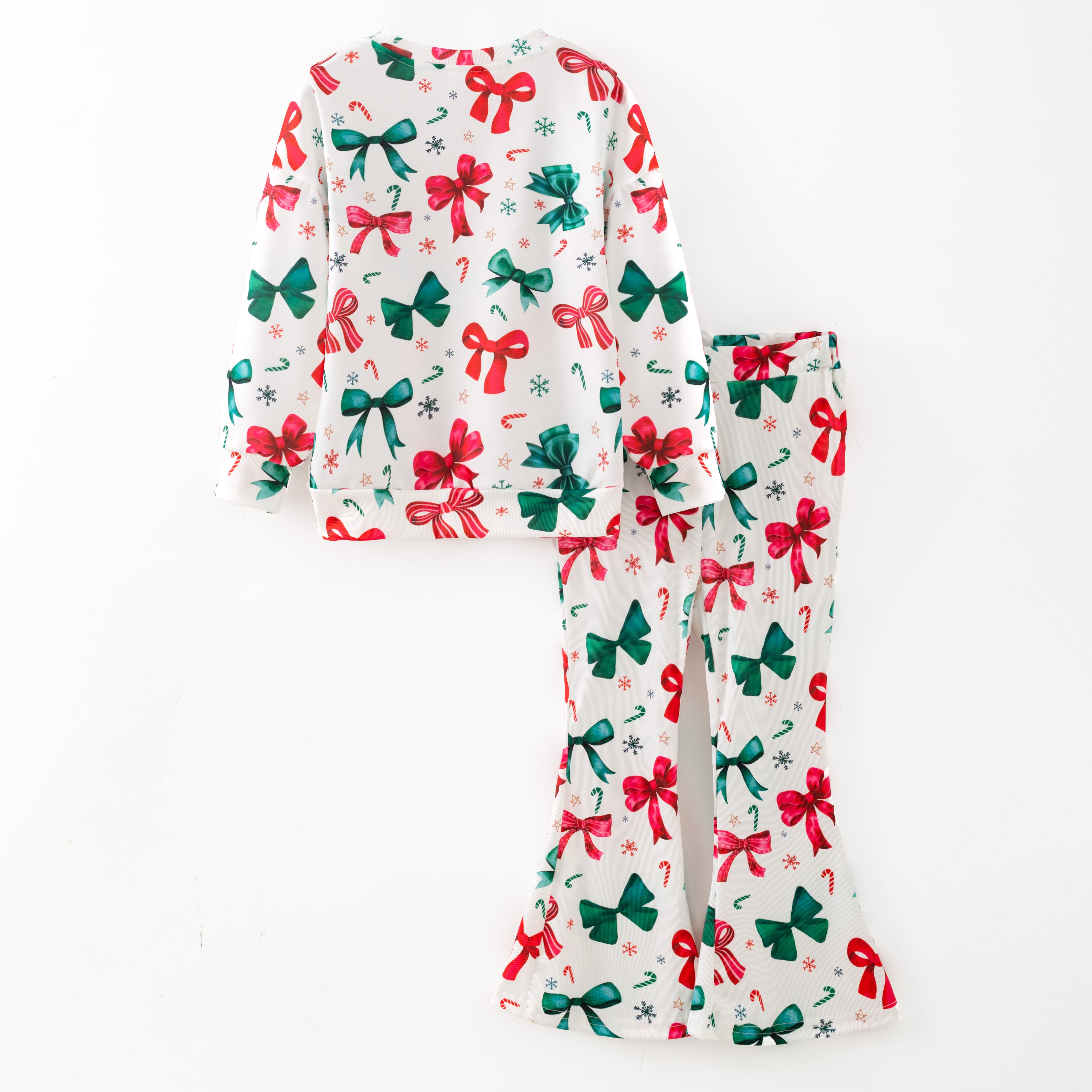 （Pre Order,Prepack Zone）Girls Christmas Bow Print Set&Pajamas（Mix Size）