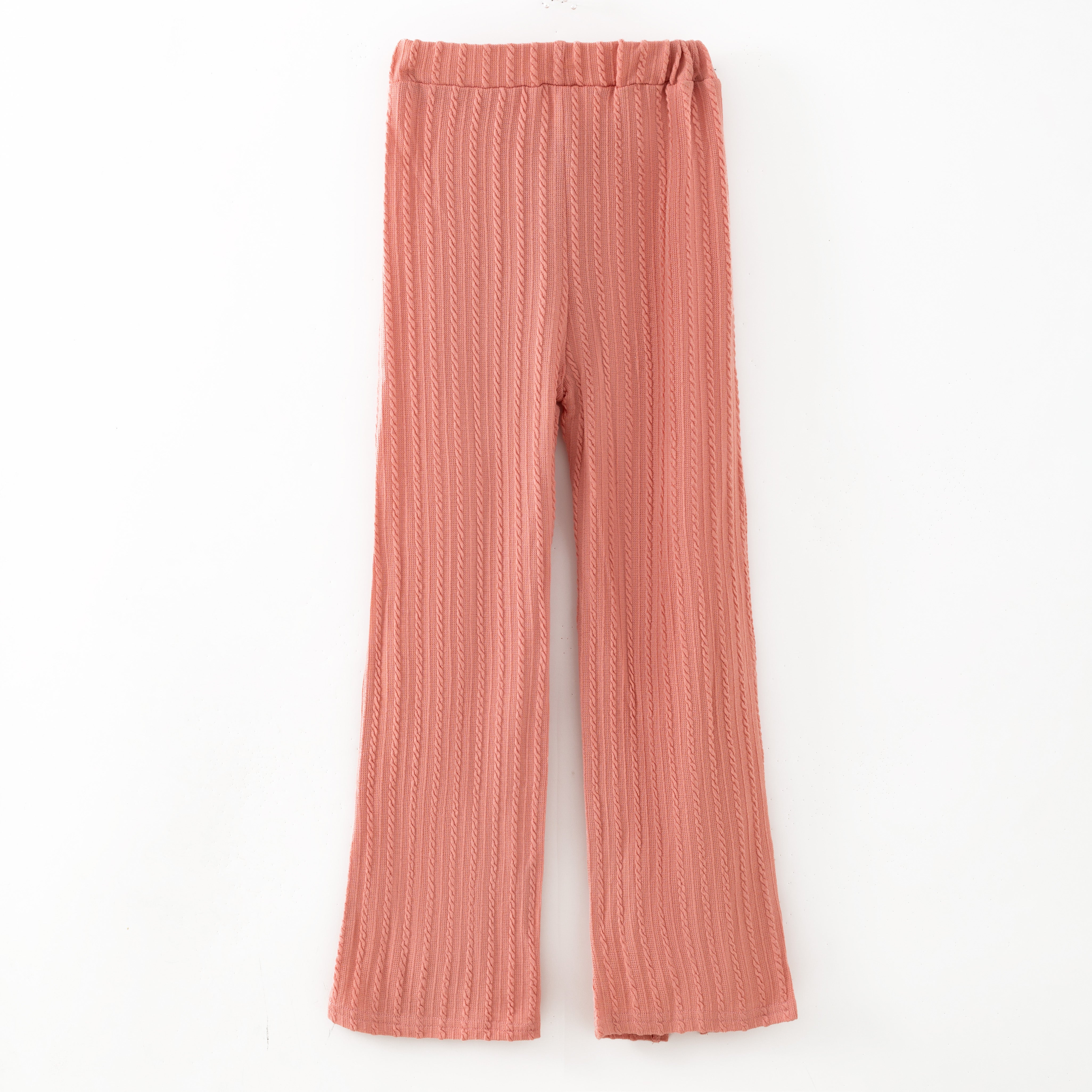（In Stock）Girls Fall&Winter Pink Knitted Pants
