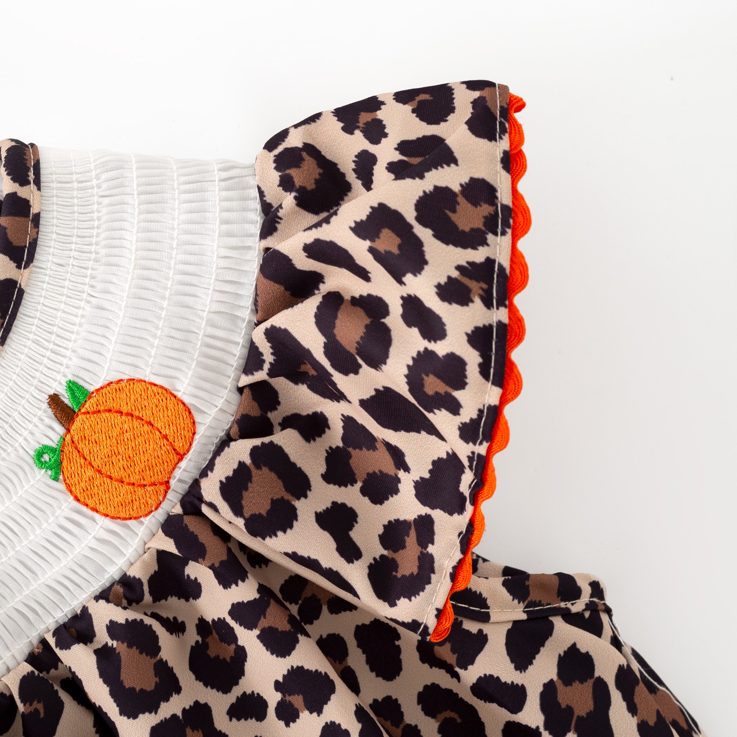（In Stock）Girls Thanksgiving Pumpkin Embroidery Smocked Dress