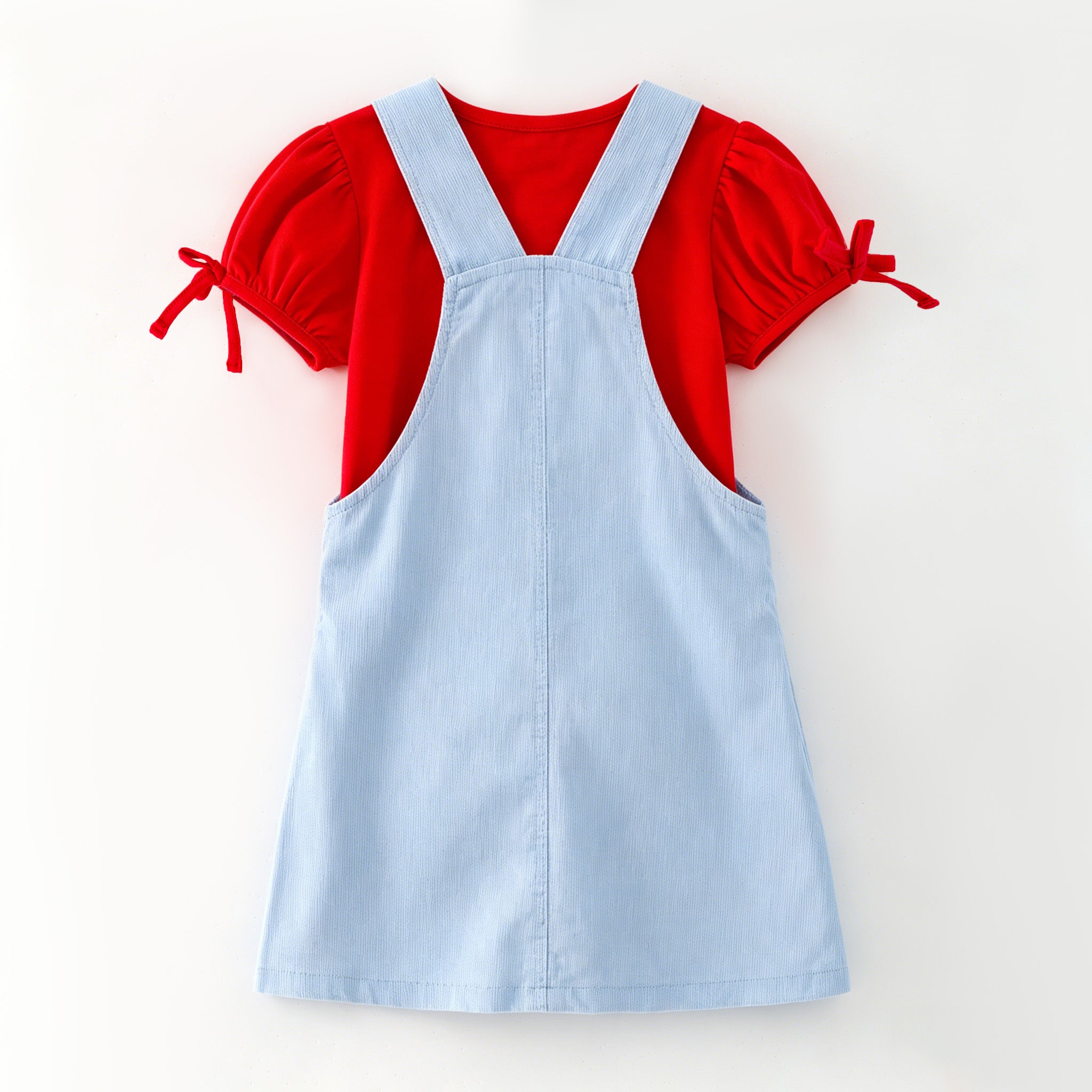 （In Stock）Girls Summer Patriotic Cotton Top Overall Dress Set