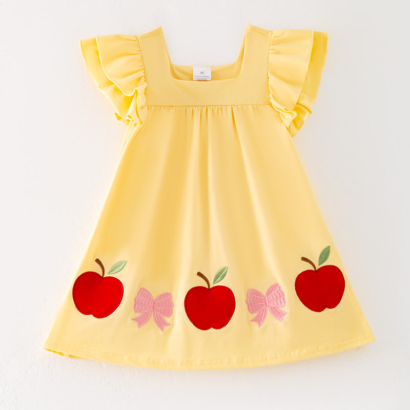 （In Stock）Girls Back To School Applique Cotton Dress