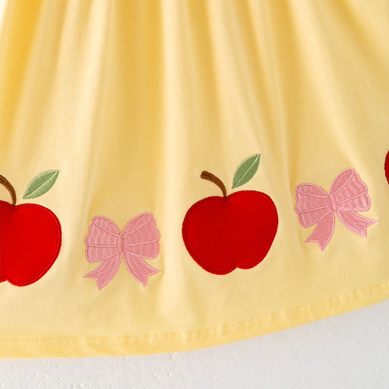 （In Stock）Girls Back To School Applique Cotton Dress