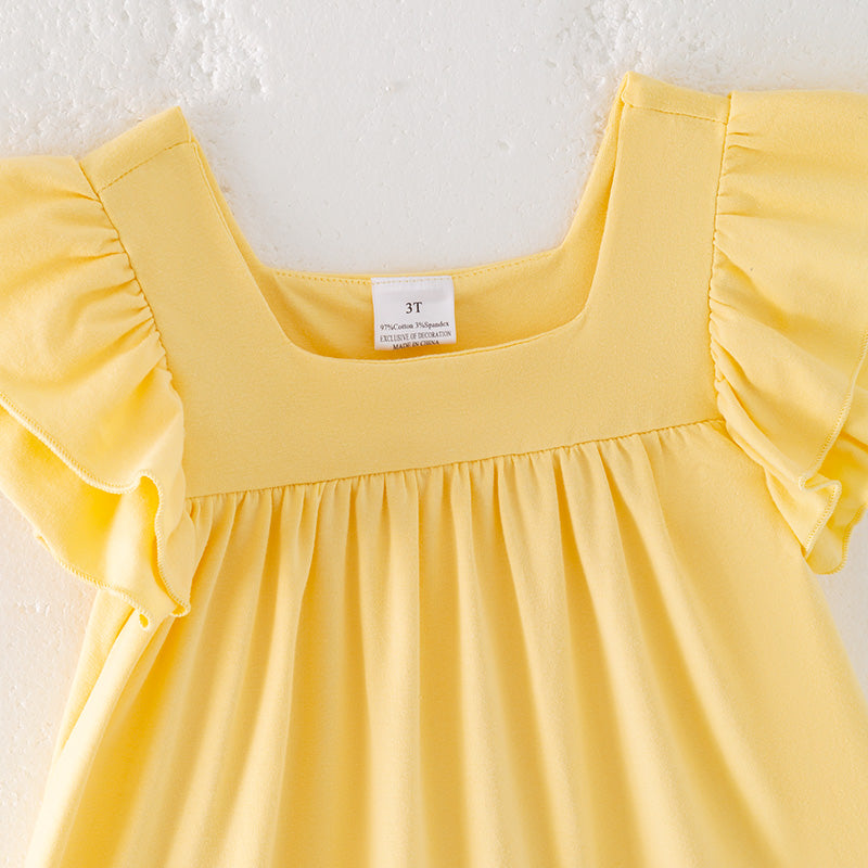 （In Stock）Girls Back To School Applique Cotton Dress