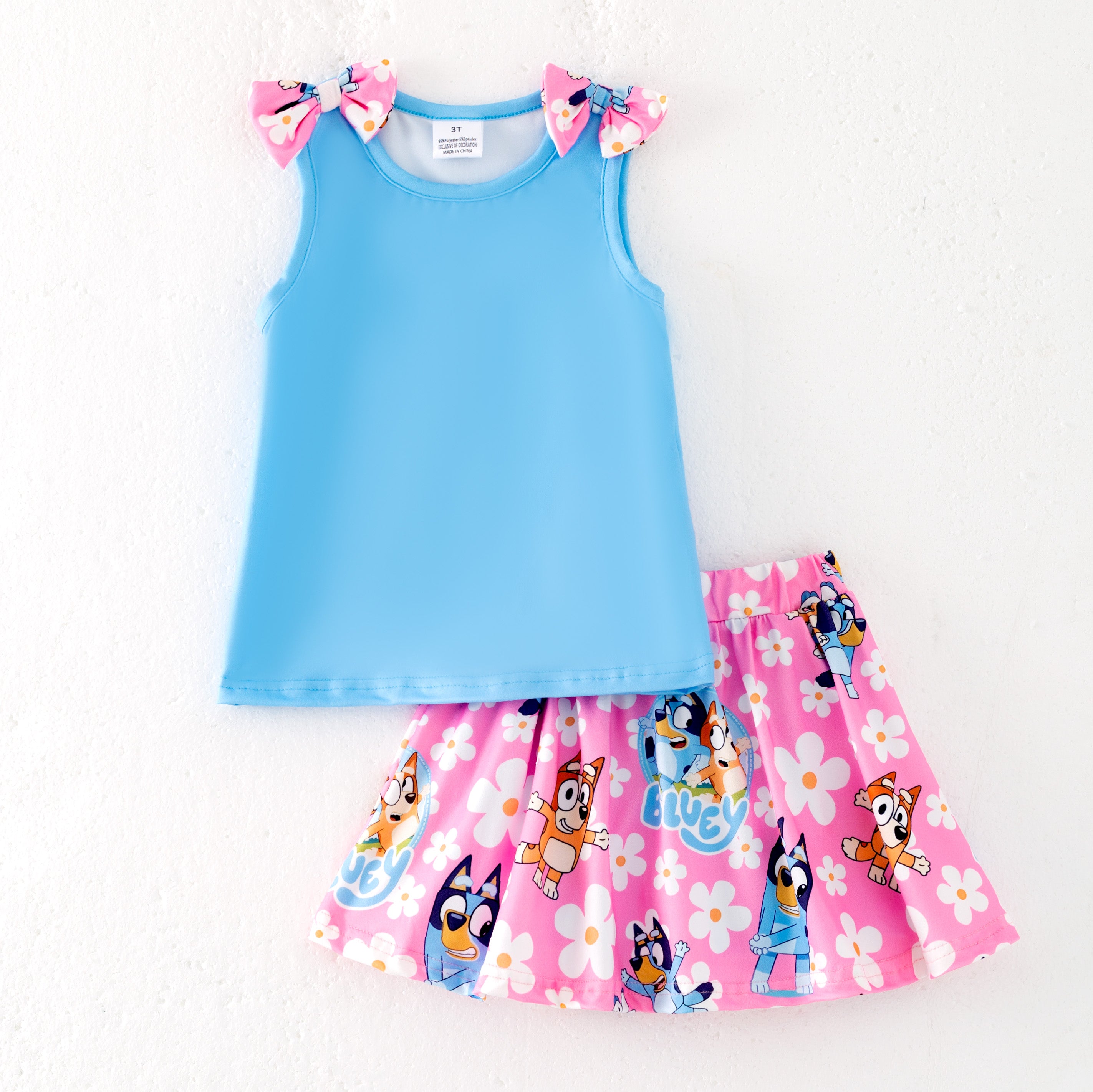 （Pre Order）Girls Spring and Summer Cartoon Print Skort Set