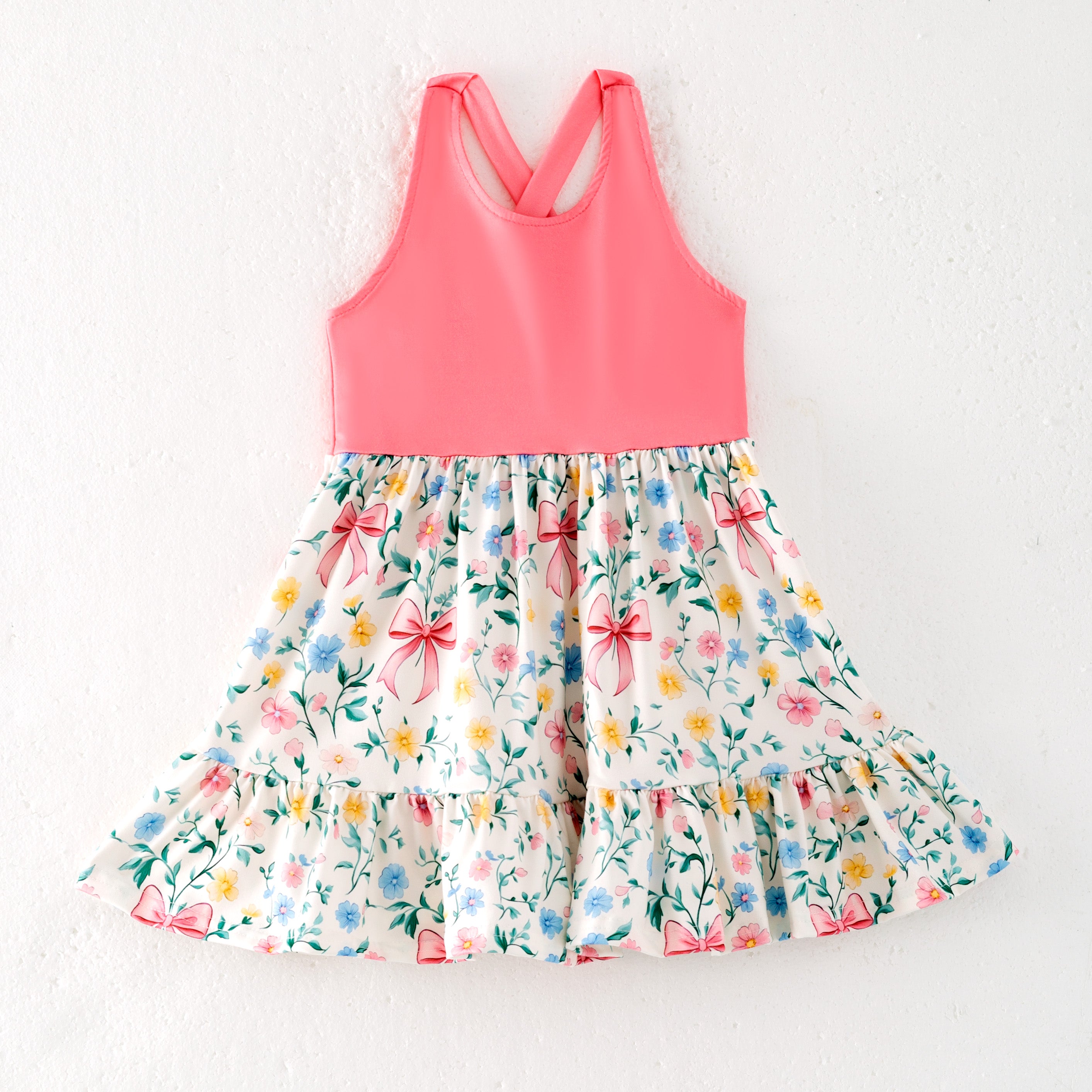 （Pre Order）Sisters Spring and Summer Bow Print Dress,Romper and Set