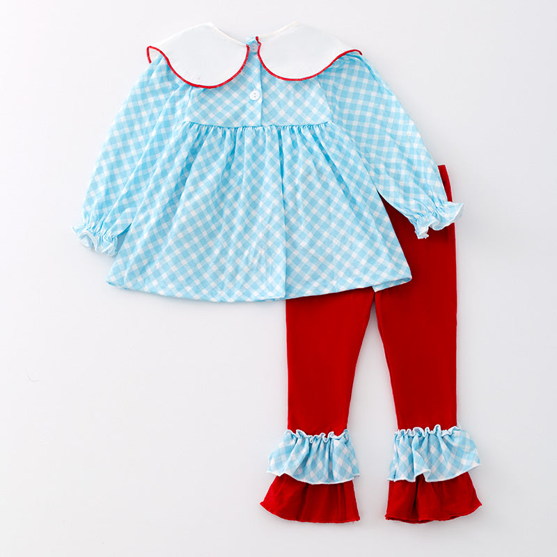（In Stock A3-7-2）Girls Christmas Princess Embroided Outfit Set