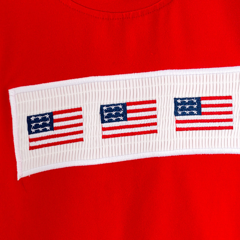 （In Stock）Boys Patriotic Embroidery Smocked Shorts Set
