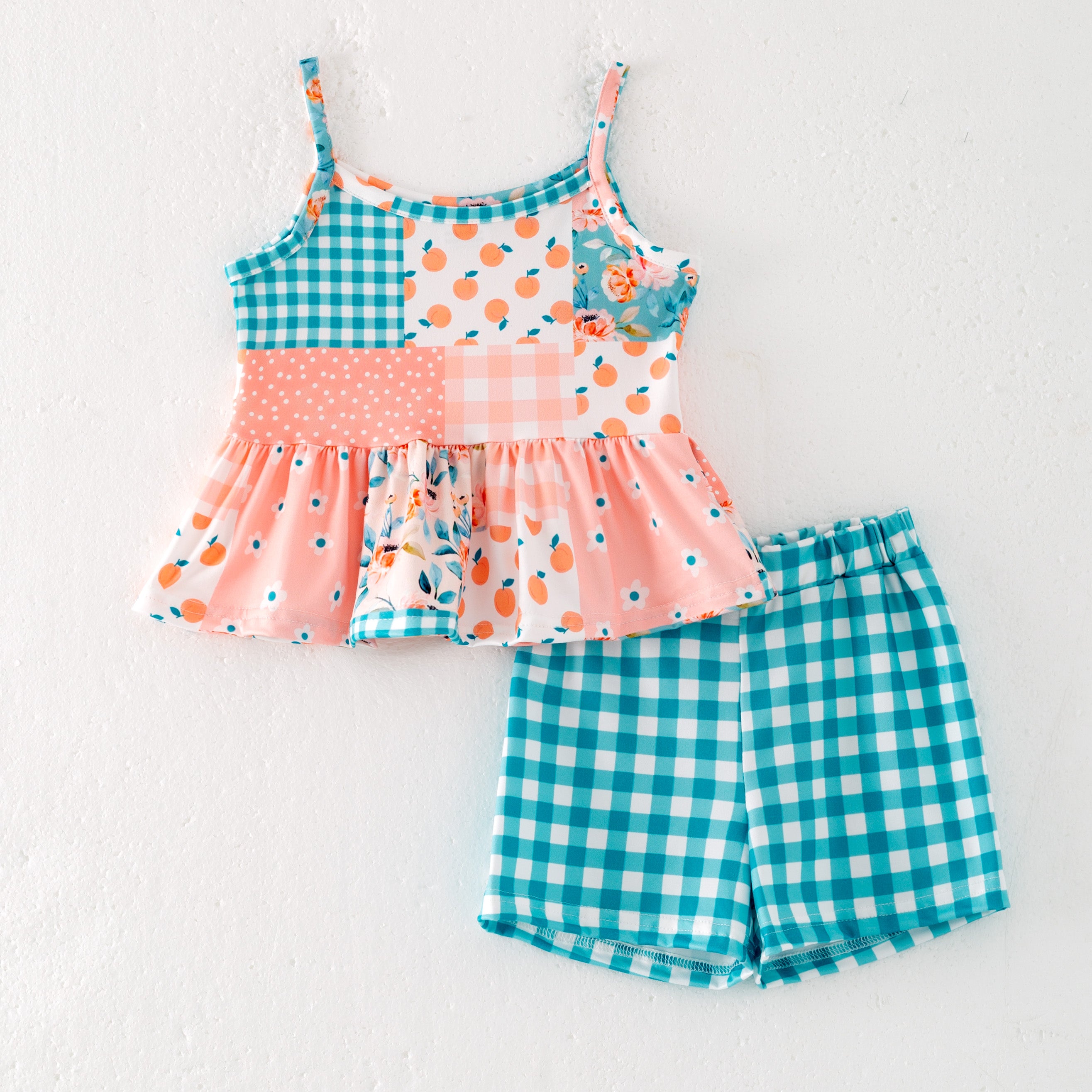 （Pre Order）Girls Summer Cartoon Print Slip Short Set