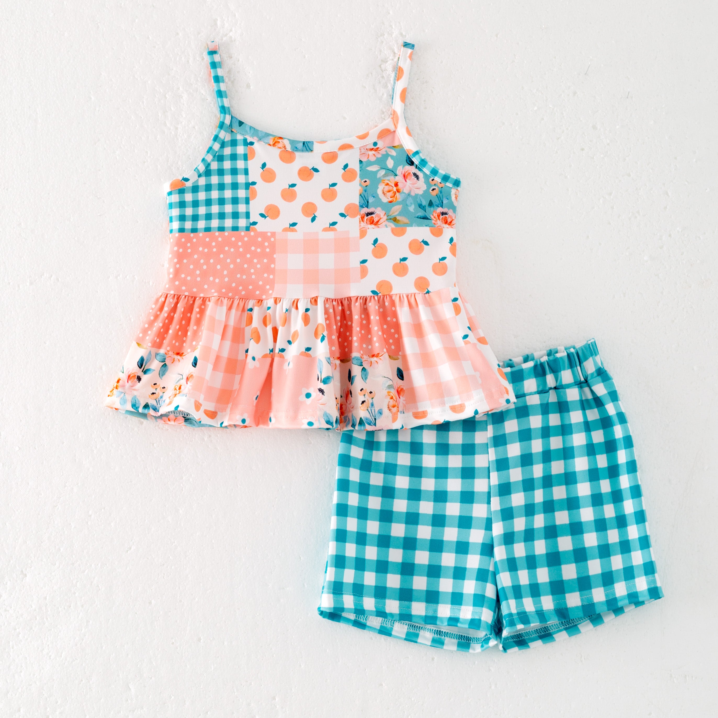 （Pre Order）Girls Summer Cartoon Print Slip Short Set