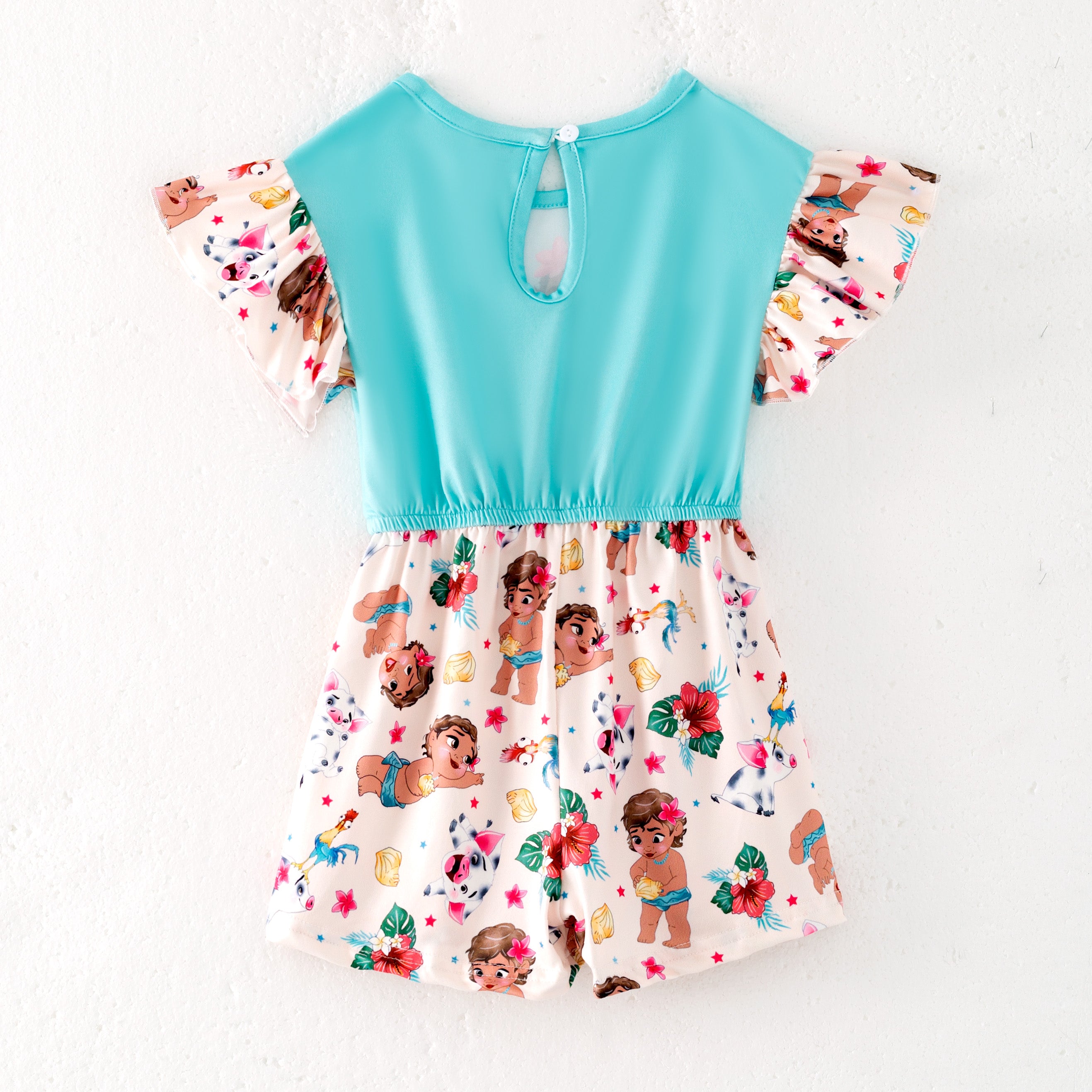 （Pre Order）Girls Summer Moana Print Jumpsuit