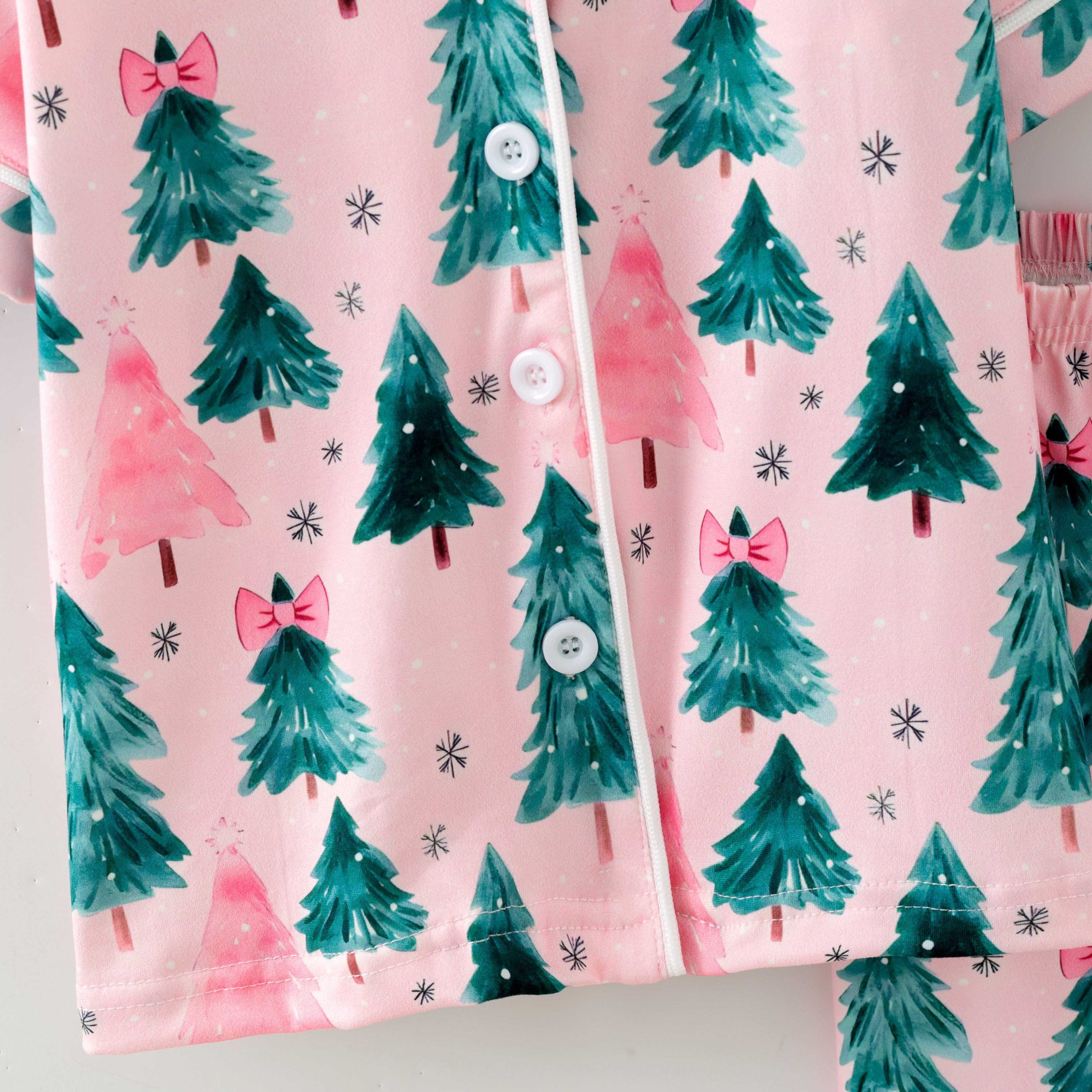 （Pre Order,Prepack Zone）Girls Christmas Tree Print Dress&Pajamas（Mix Size）