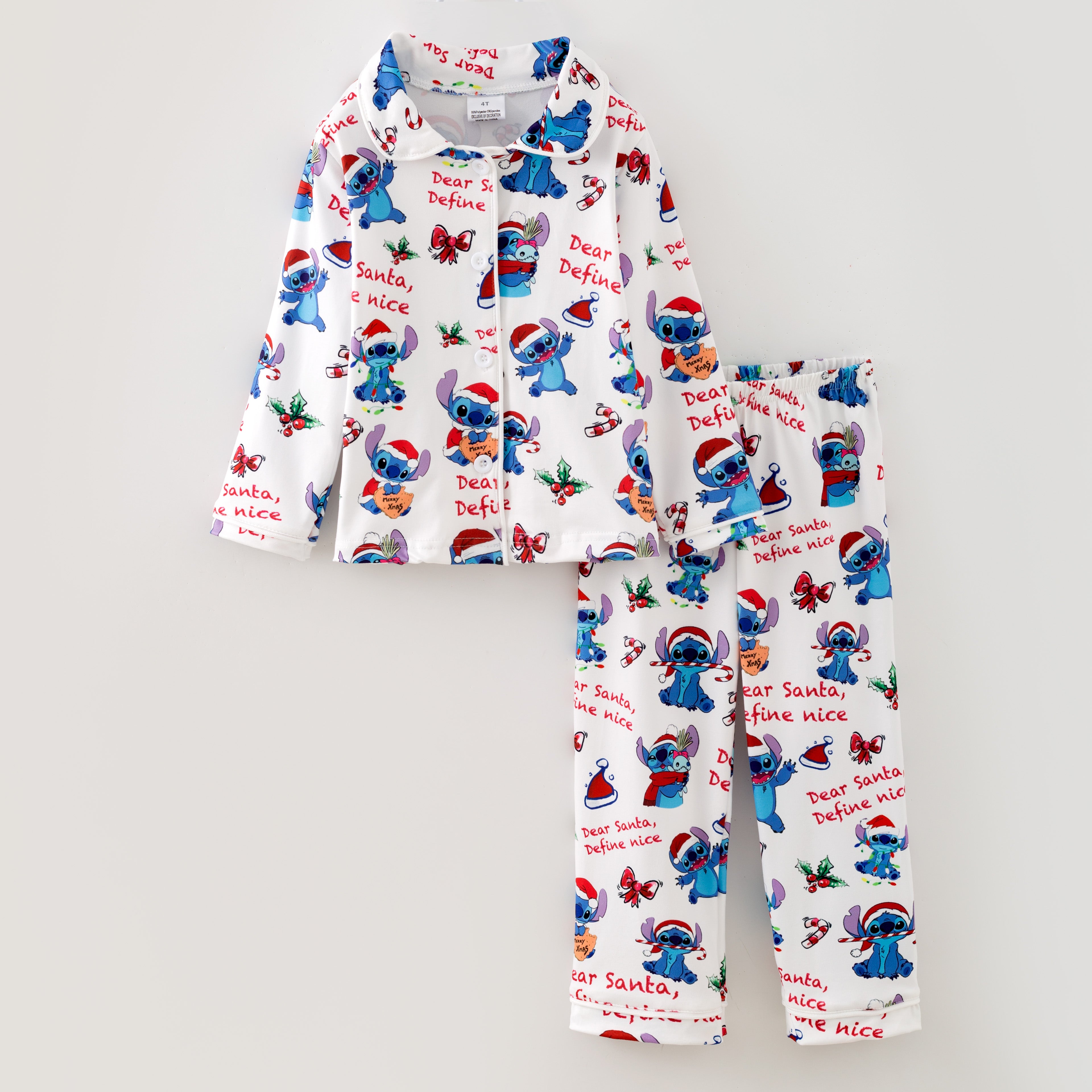 （Pre Order,Prepack Zone）Girls Christmas Cartoon Print Dress&Pajamas（Mix Size）