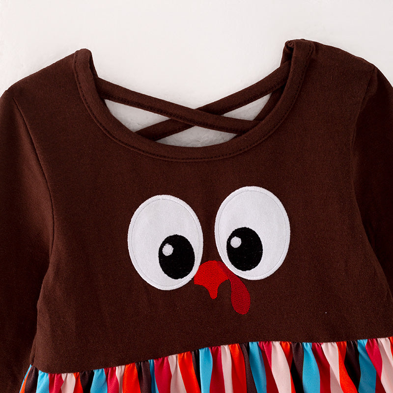 （In Stock Q05-04-01）Girls Thanksgiving Applique Dress