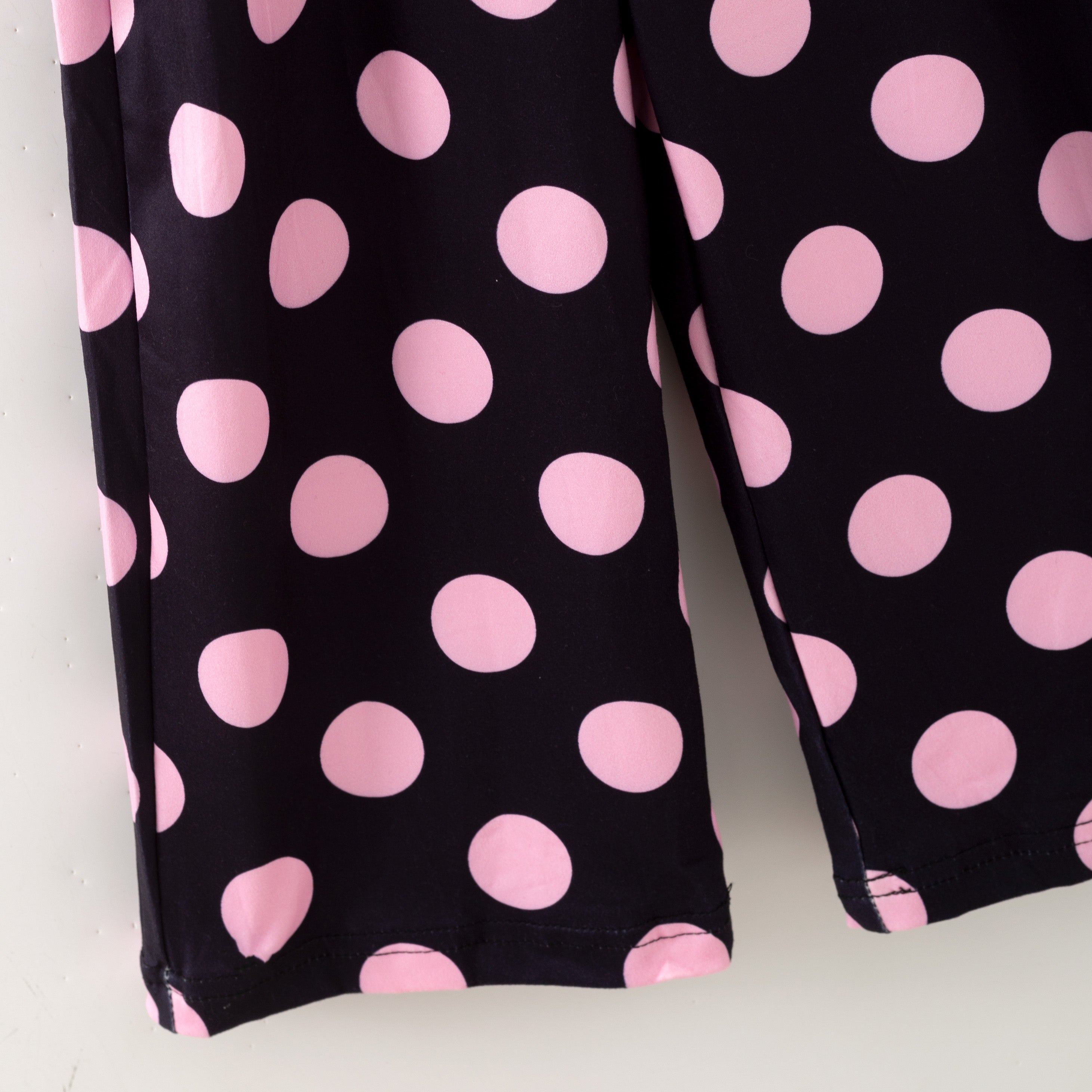 （In Stock）Girls Fall&Winter Pink Polka Dot Overalls set