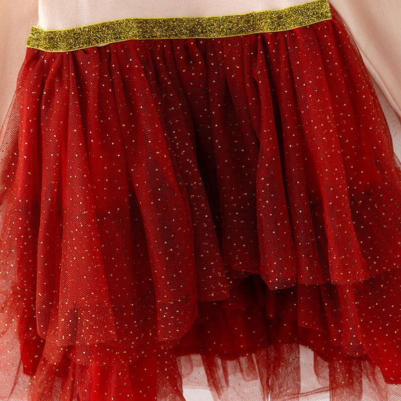 （In Stock L25-4-1）Girls Thanksgiving Turkey Print Tulle Dress
