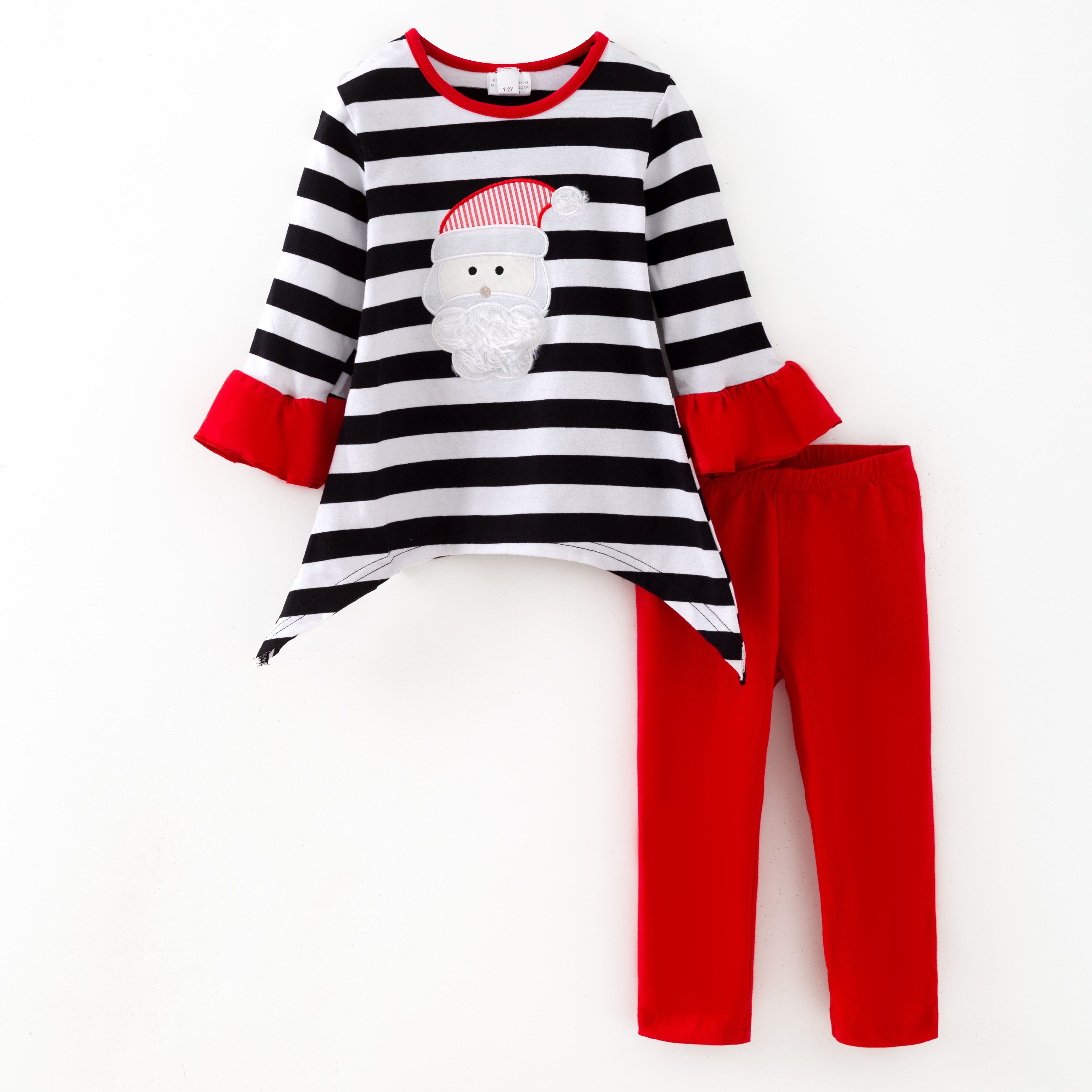 （In Stock）Girls Christmas Santa Claus Applique Outfit Set