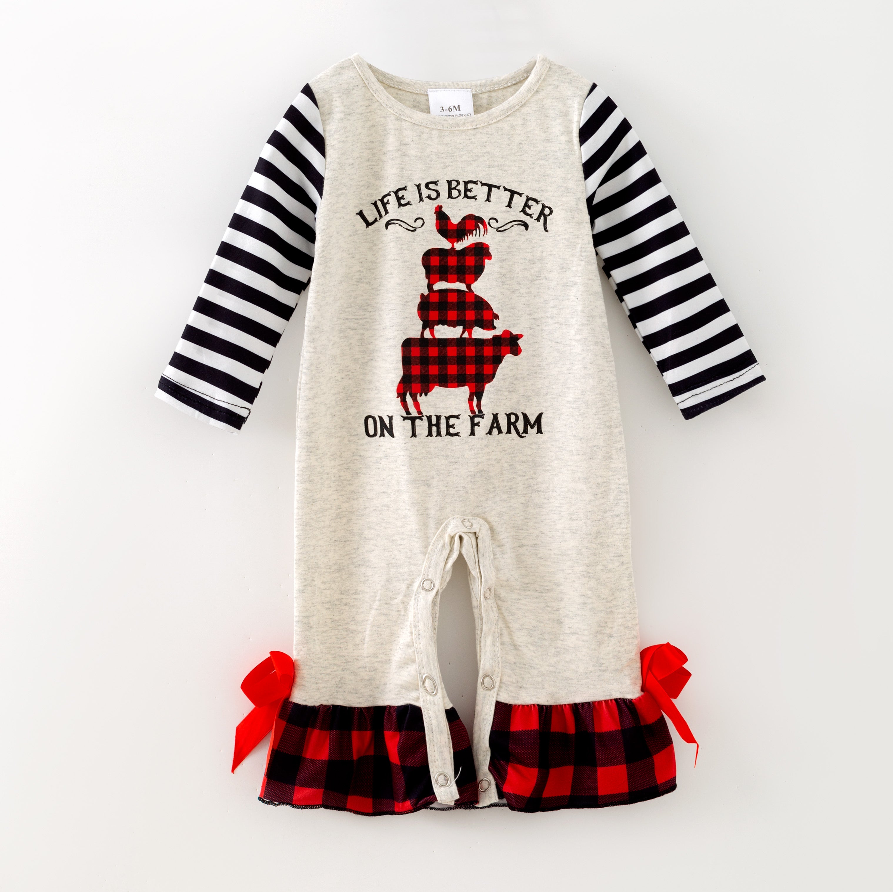 （In Stock）Toddler Girls Fall&Winter Farm Print Romper