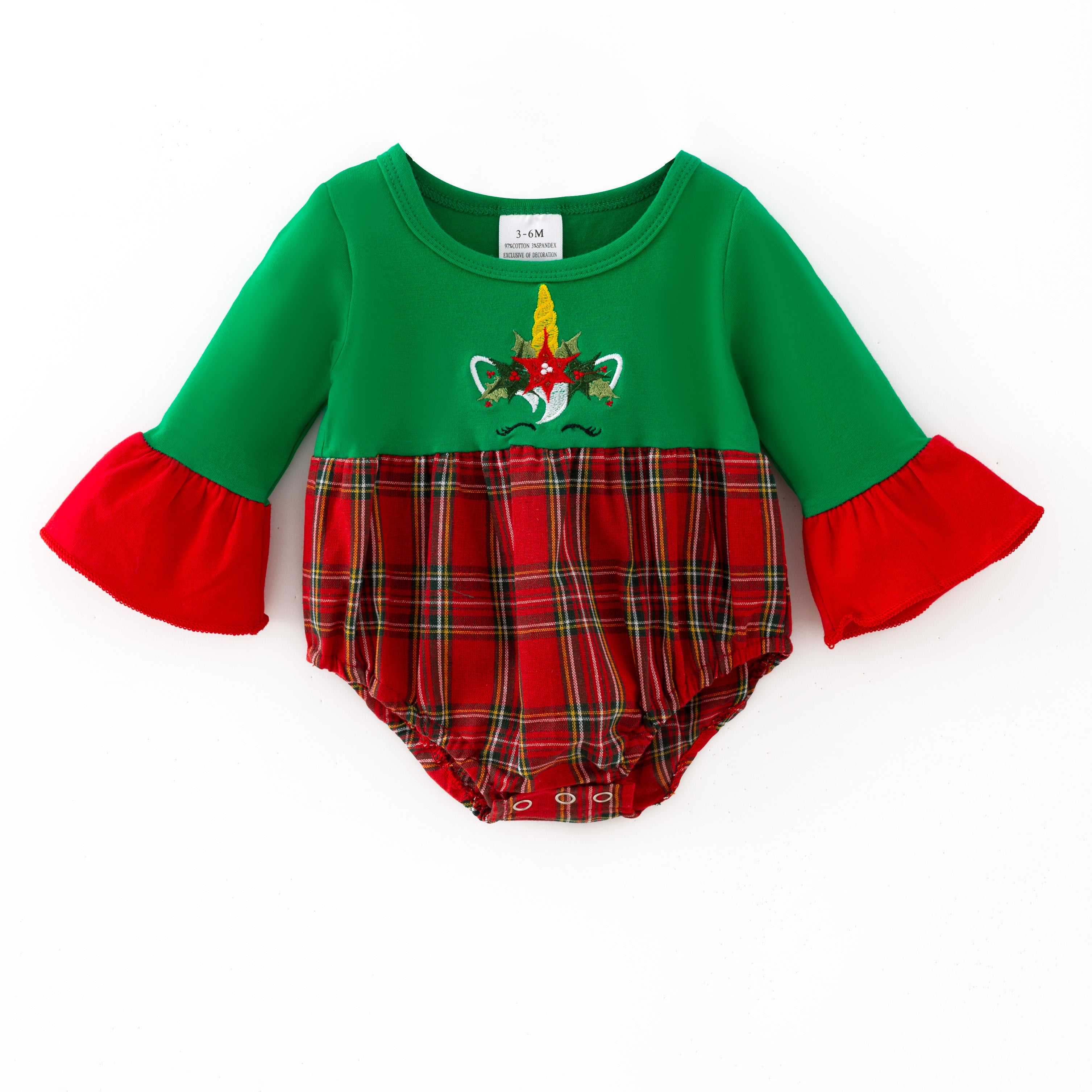 （In Stock）Toddler Girls Christmas Tree Embroidery Romper
