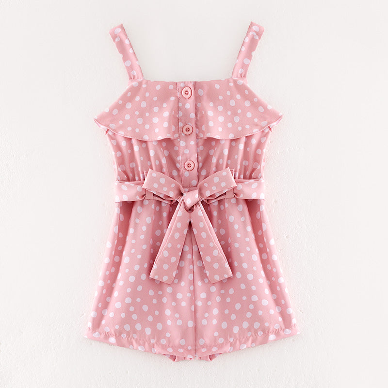 （In Stock）Mommy and Me Spring＆Summer Pink Polka Dot Jumpsuit