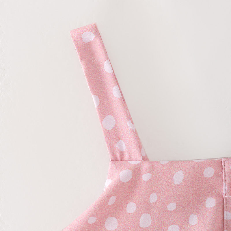 （In Stock）Mommy and Me Spring＆Summer Pink Polka Dot Jumpsuit