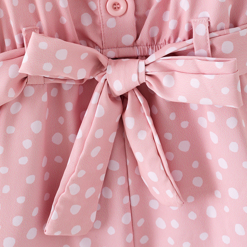 （In Stock）Mommy and Me Spring＆Summer Pink Polka Dot Jumpsuit