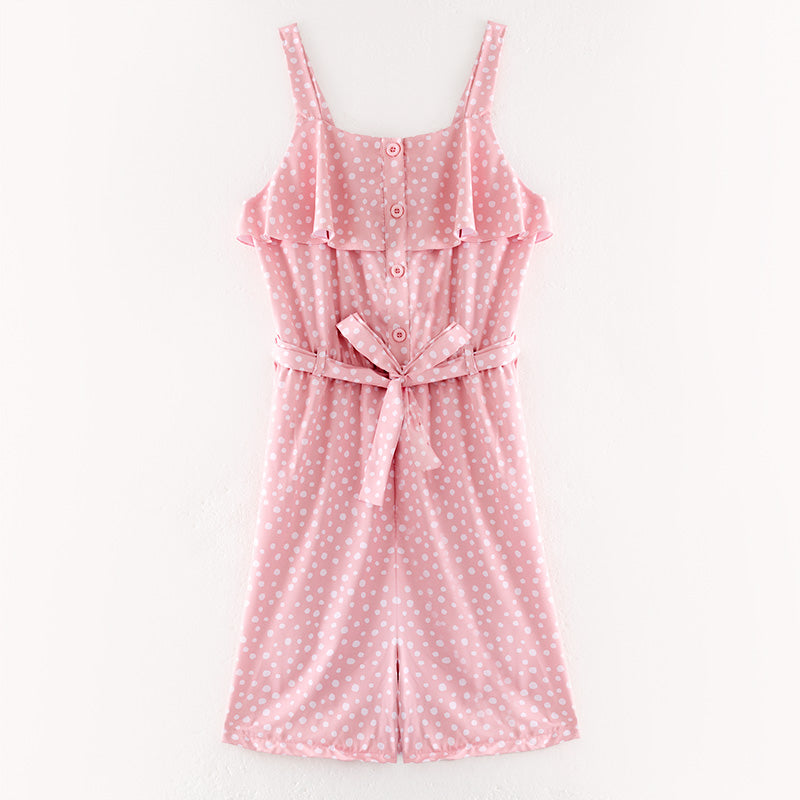 （In Stock）Mommy and Me Spring＆Summer Pink Polka Dot Jumpsuit