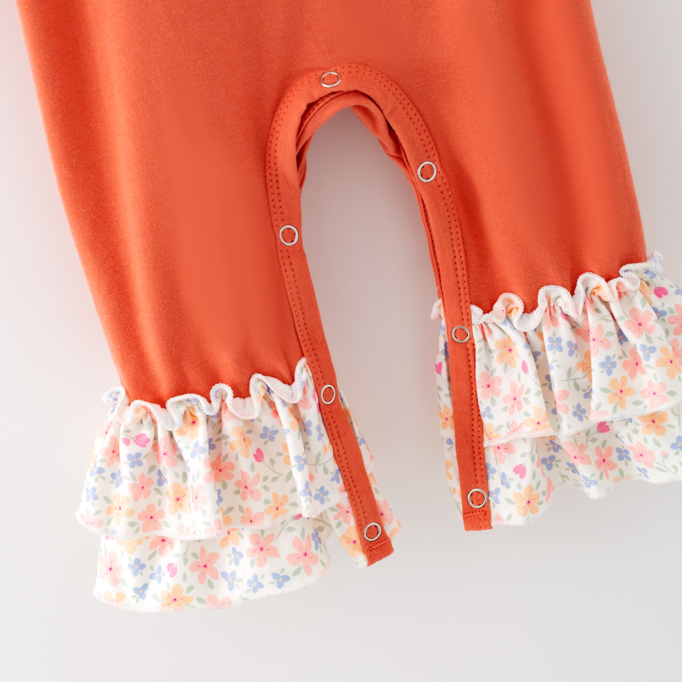 （In Stock）Toddler Girls Fall Pumpkin Applique Ruffle Romper