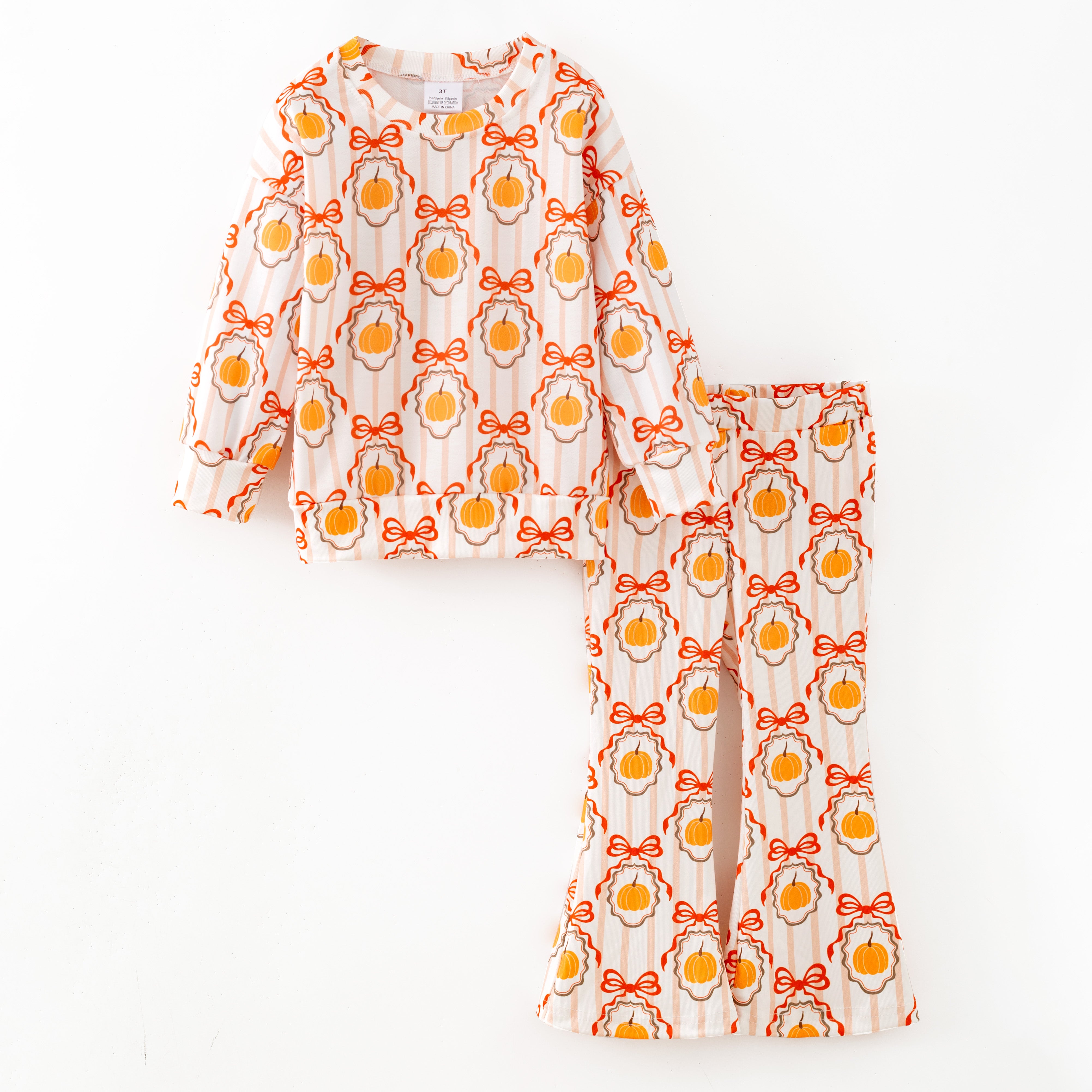 （Pre Order,Prepack Zone）Girls Fall Print Twill Sweatshirt Suit&Set（Mix Size）