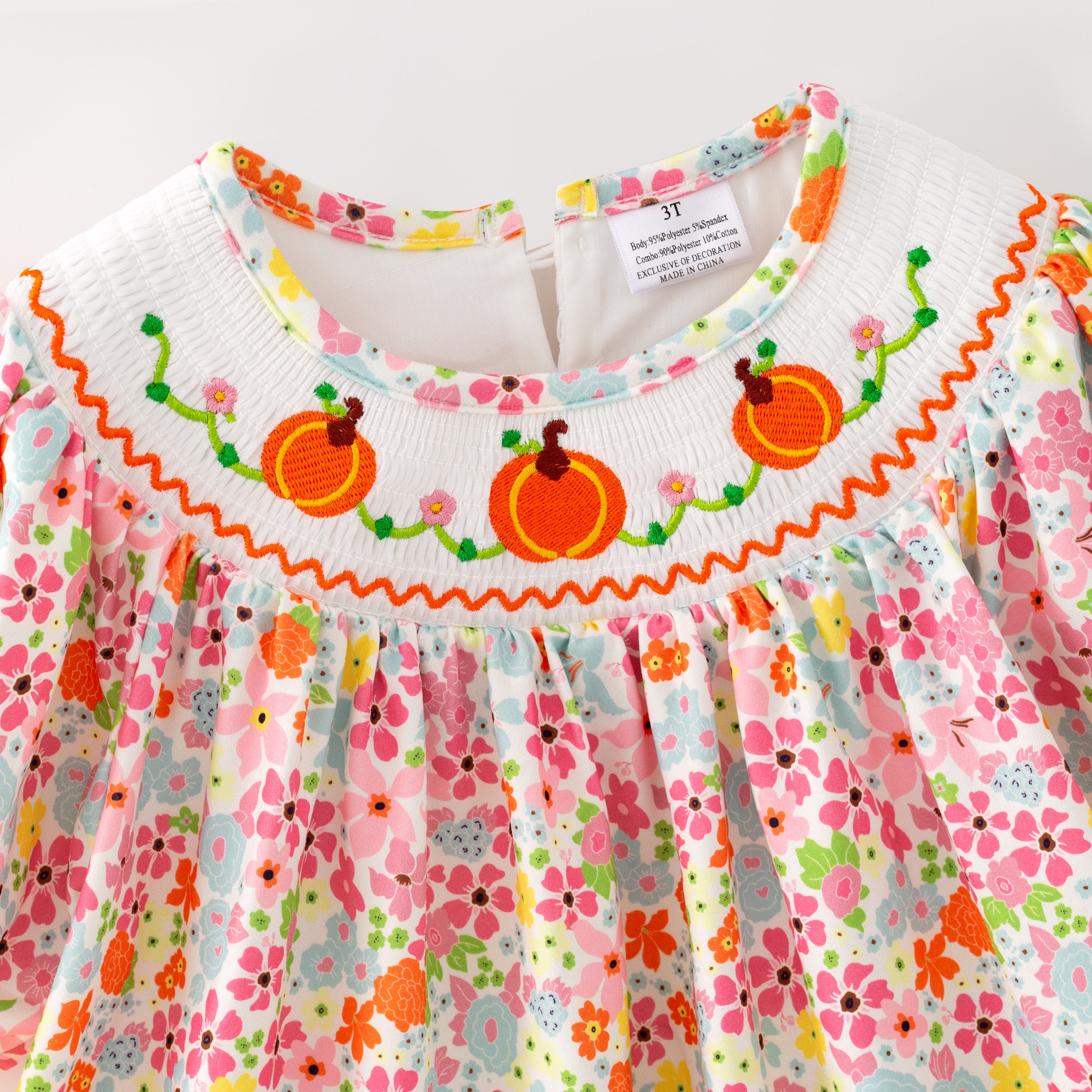（In Stock）Sisters Fall Pumpkin Embroidery Smocked Outfit Set&Romper
