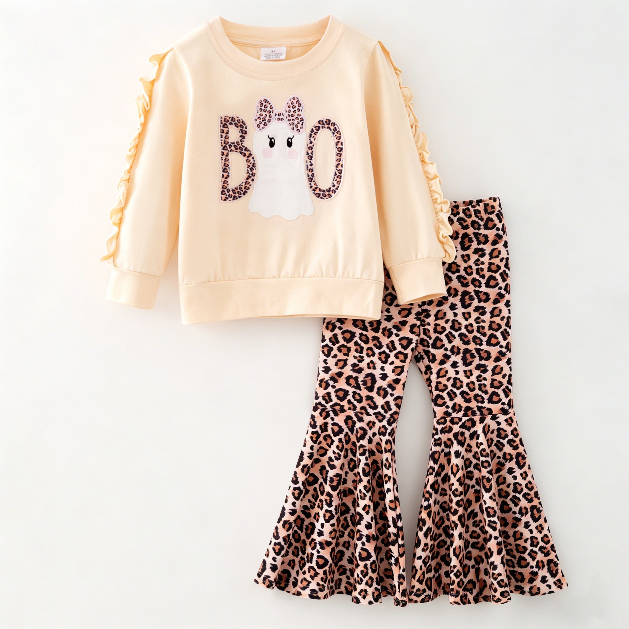（In Stock）Girls Halloween BOO Applique Outfit Set