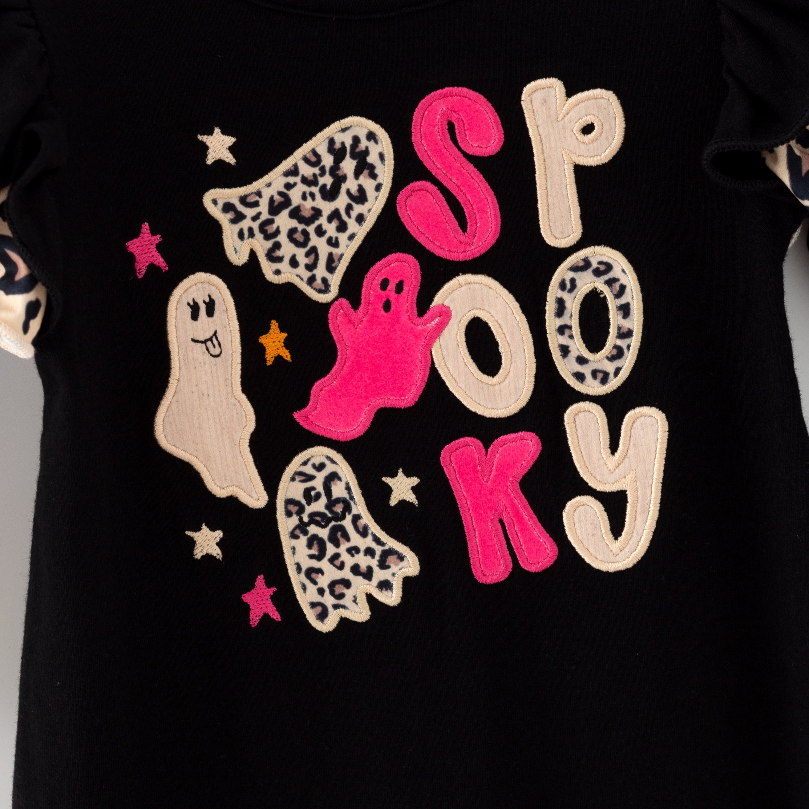 （In Stock）Toddler Girls Halloween Ghost Applique Cotton Romper