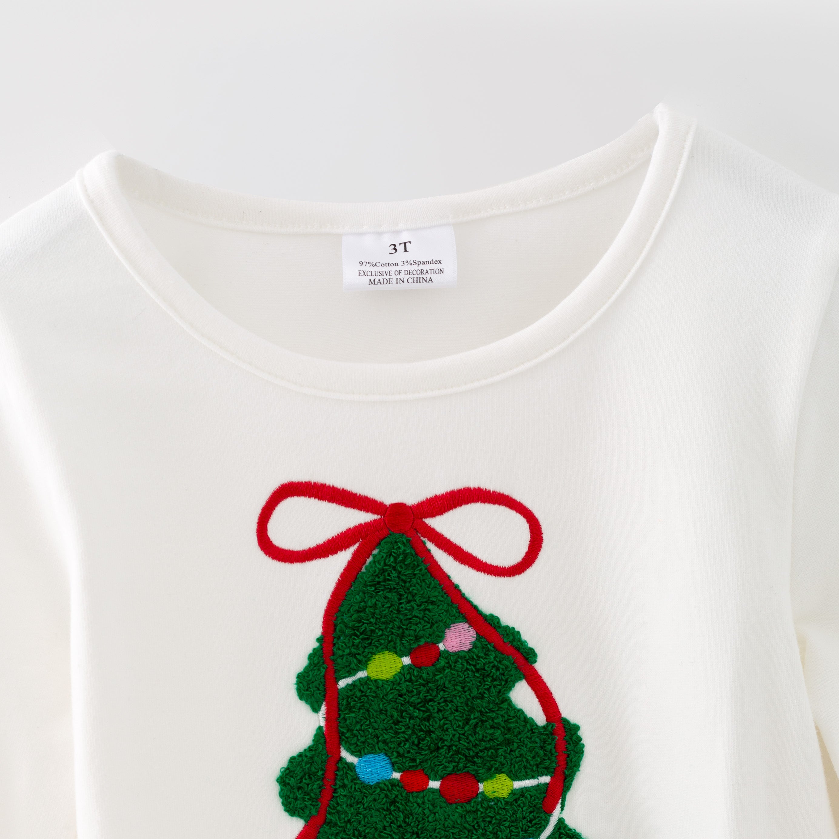 （In Stock）Girls Christmas Tree Chenille Patches Tulle Skirt Set
