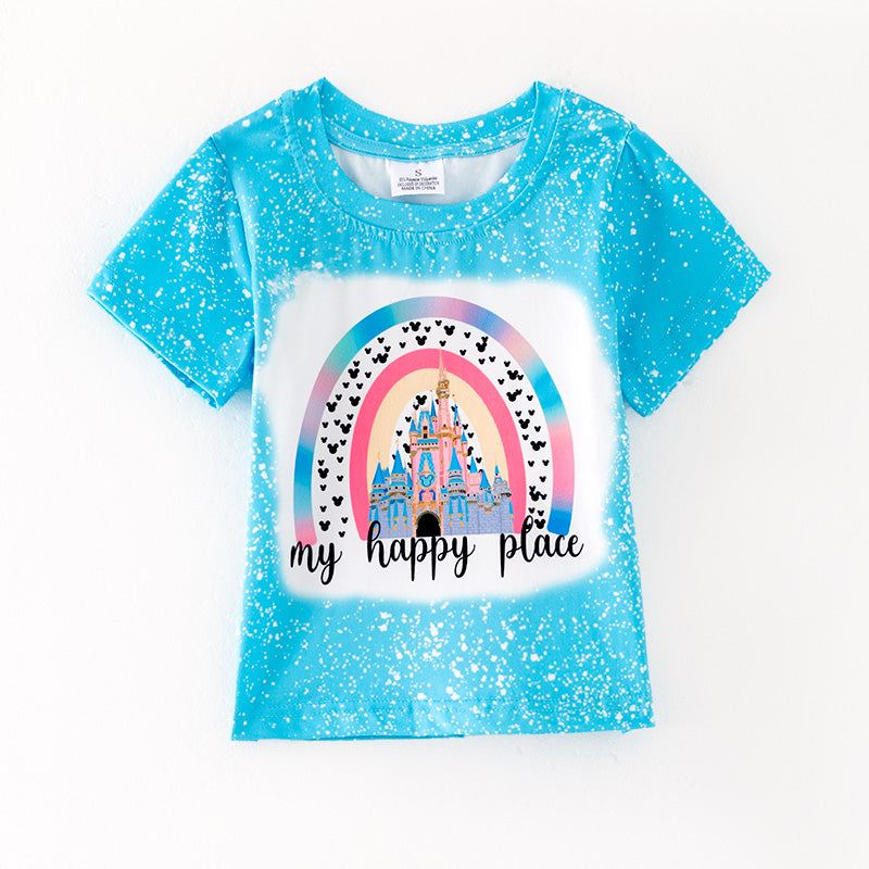 （In Stock）Girls Spring and Summer Castle Print Top