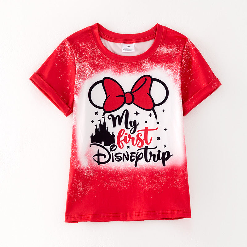 （In Stock）One Pack(9 Pieces total) Sale Girls Spring and Summer Cartoon Print Red Top