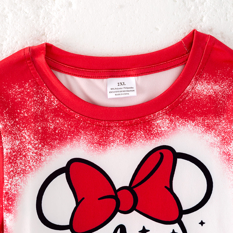 （In Stock）One Pack(9 Pieces total) Sale Girls Spring and Summer Cartoon Print Red Top