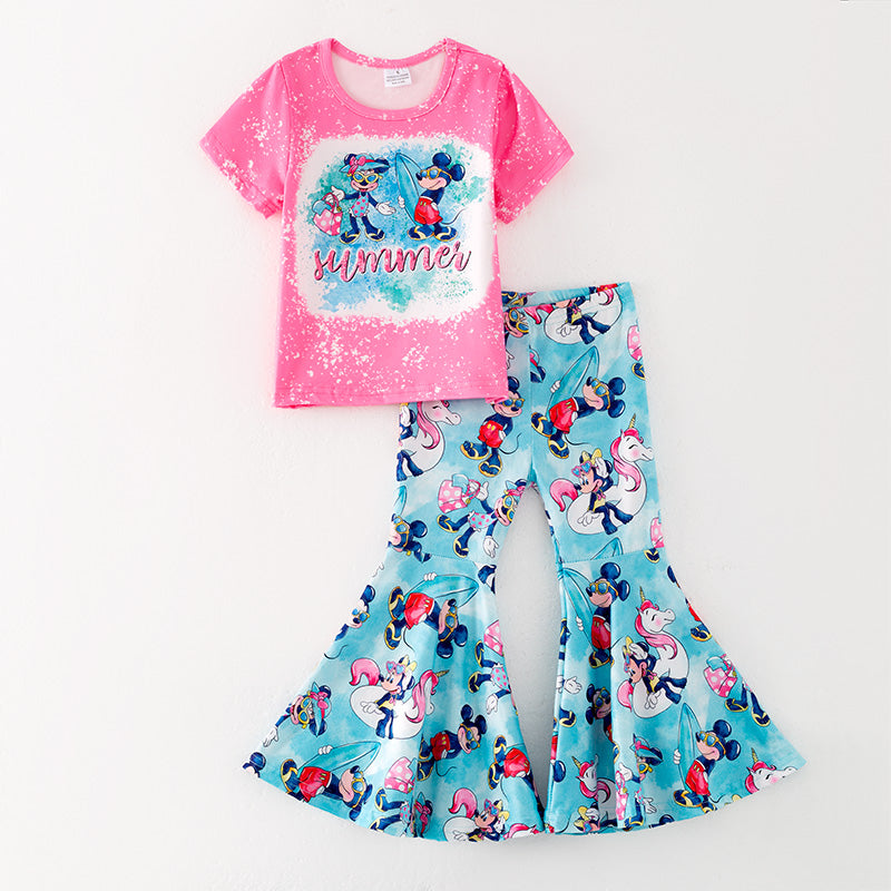 （In Stock）Girls Spring and Summer Cartoon Print Outfit Set