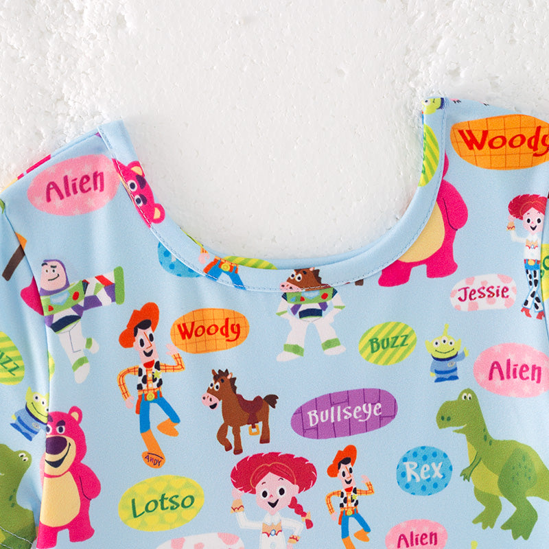 （In Stock）Girls Spring and Summer Cartoon Print Dress