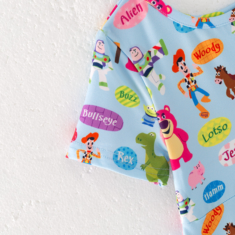 （In Stock）Girls Spring and Summer Cartoon Print Dress