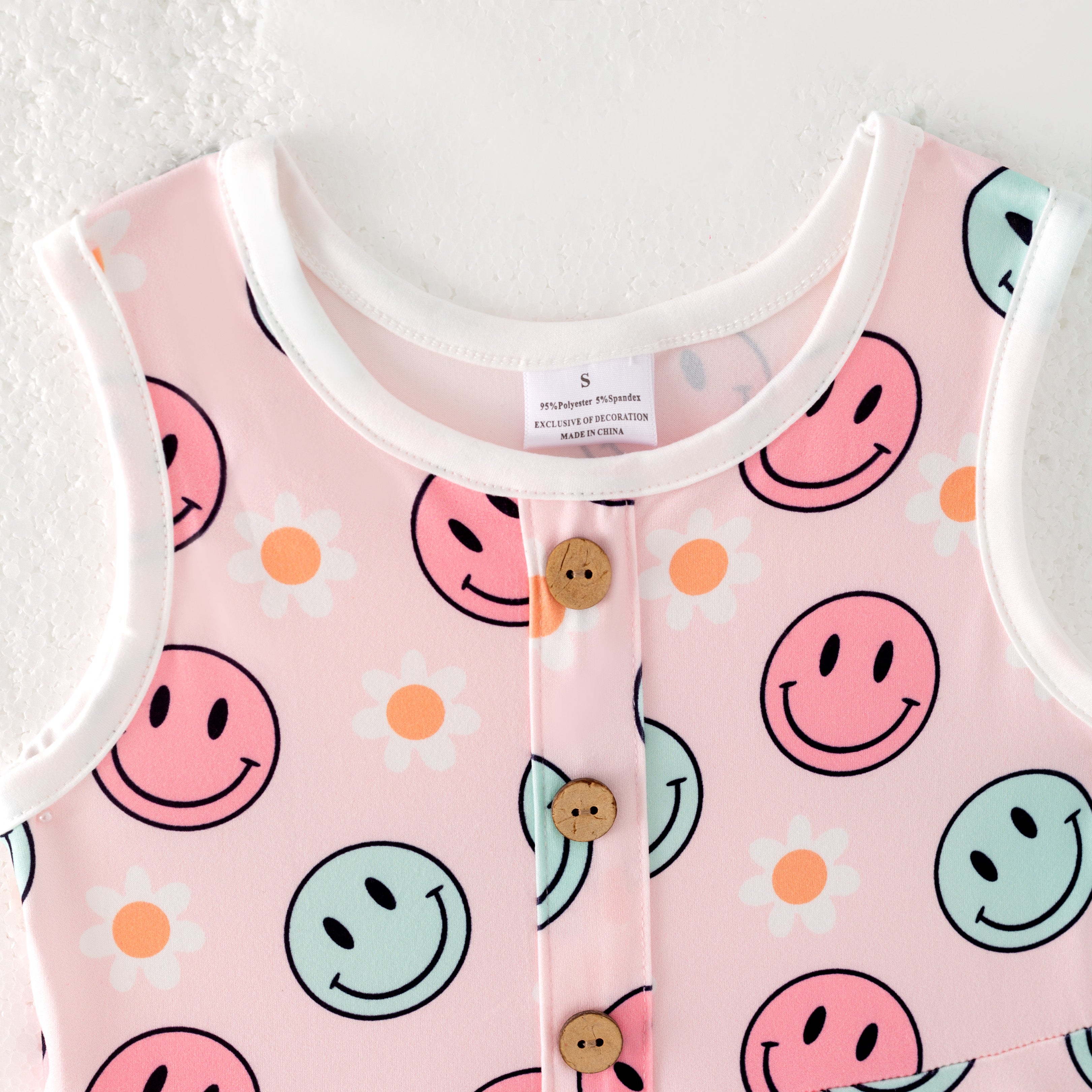 （In Stock）Girls Spring and Summer Smile Print Dress