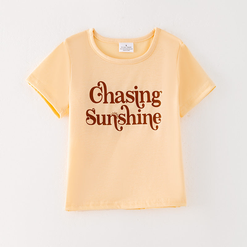 （In Stock）Girls Spring and Summer Chasing Sunshine Print Cotton Top