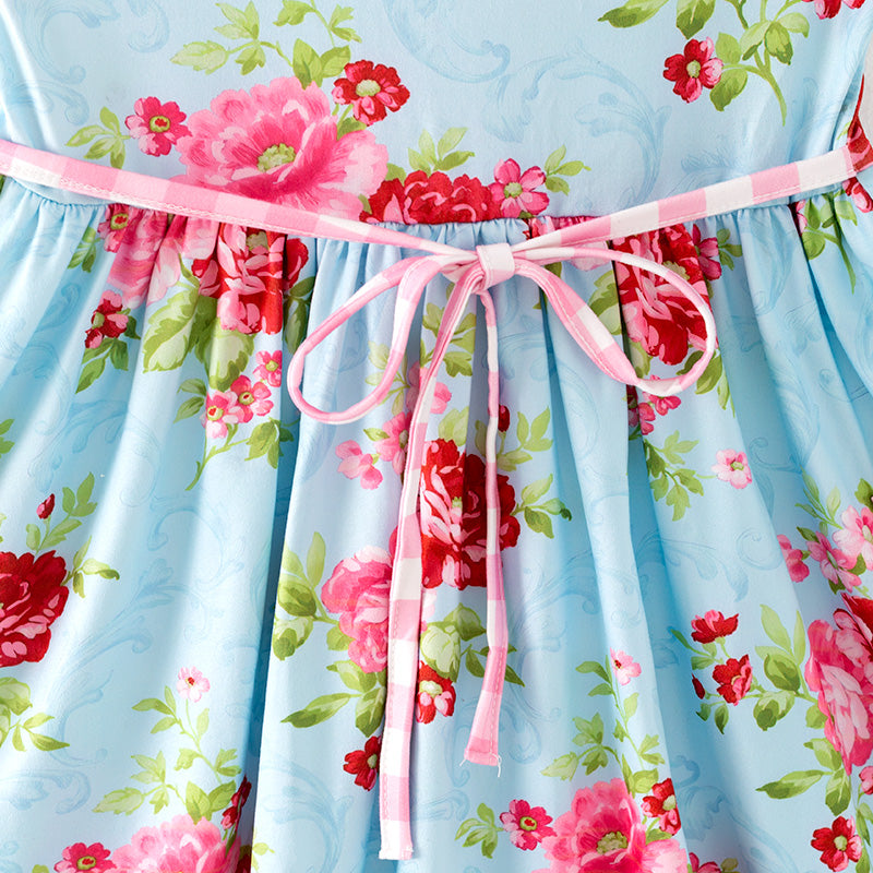 （In Stock）One Pack(8 Pieces total) Sale Girls Spring and Summer Floral Print Dress