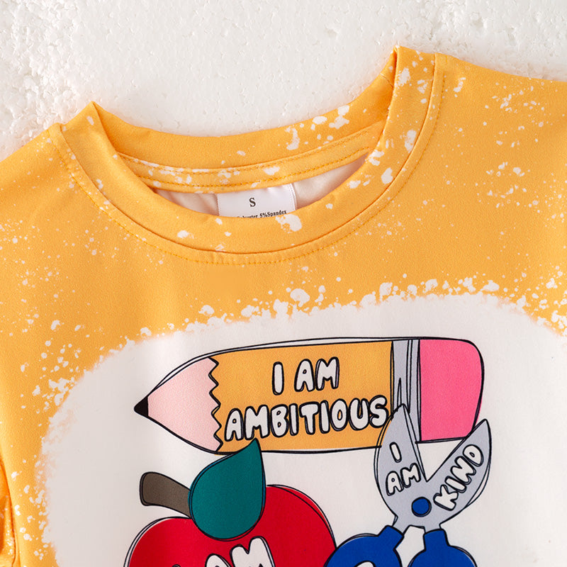 （In Stock）Boys Summer Back To School Print Yellow Top