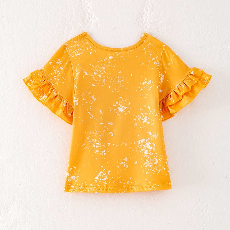 （In Stock）Girls Summer Back To School Print Yellow Top