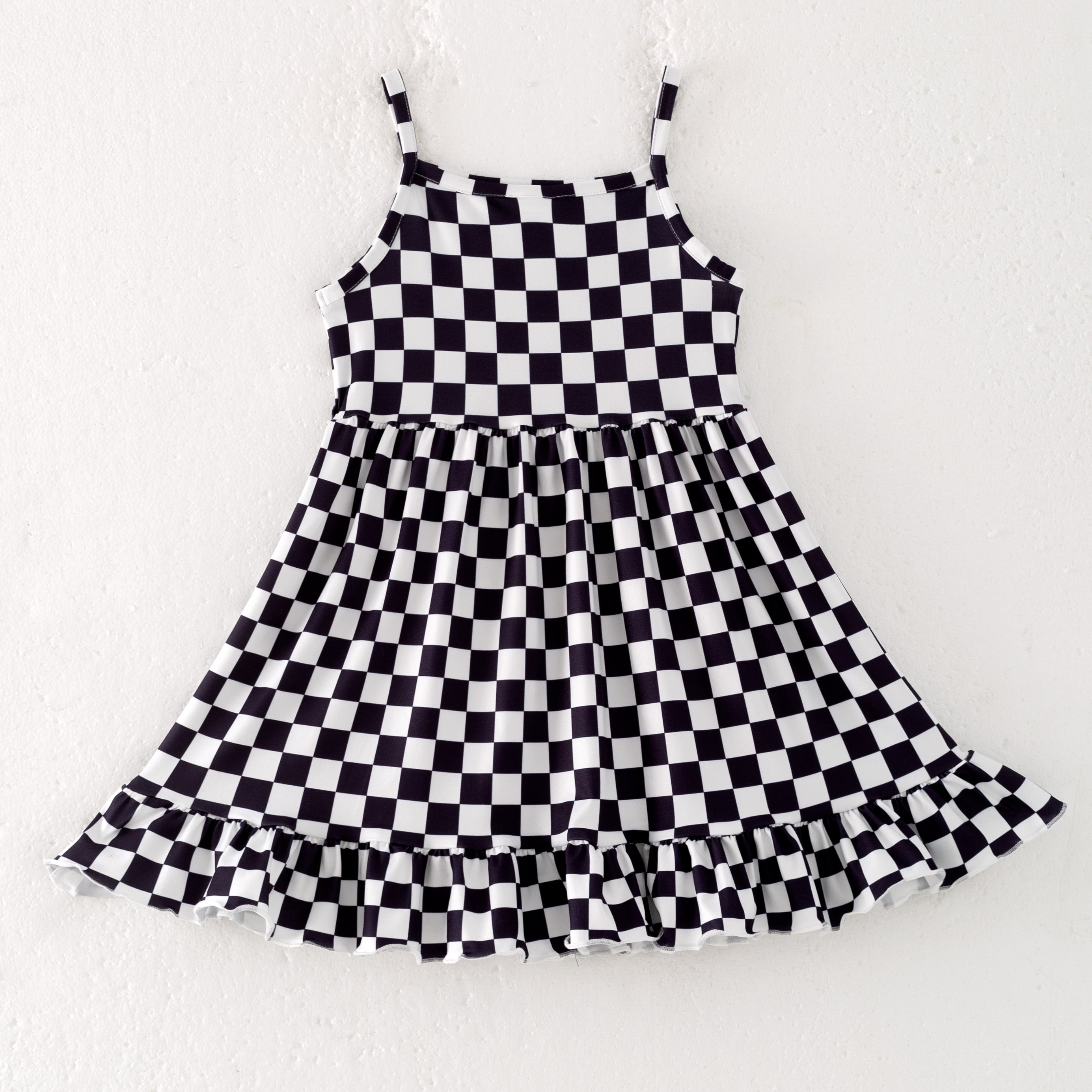 (Pre Order)Sleeveless Plaid Printed Girls' Summer Dress