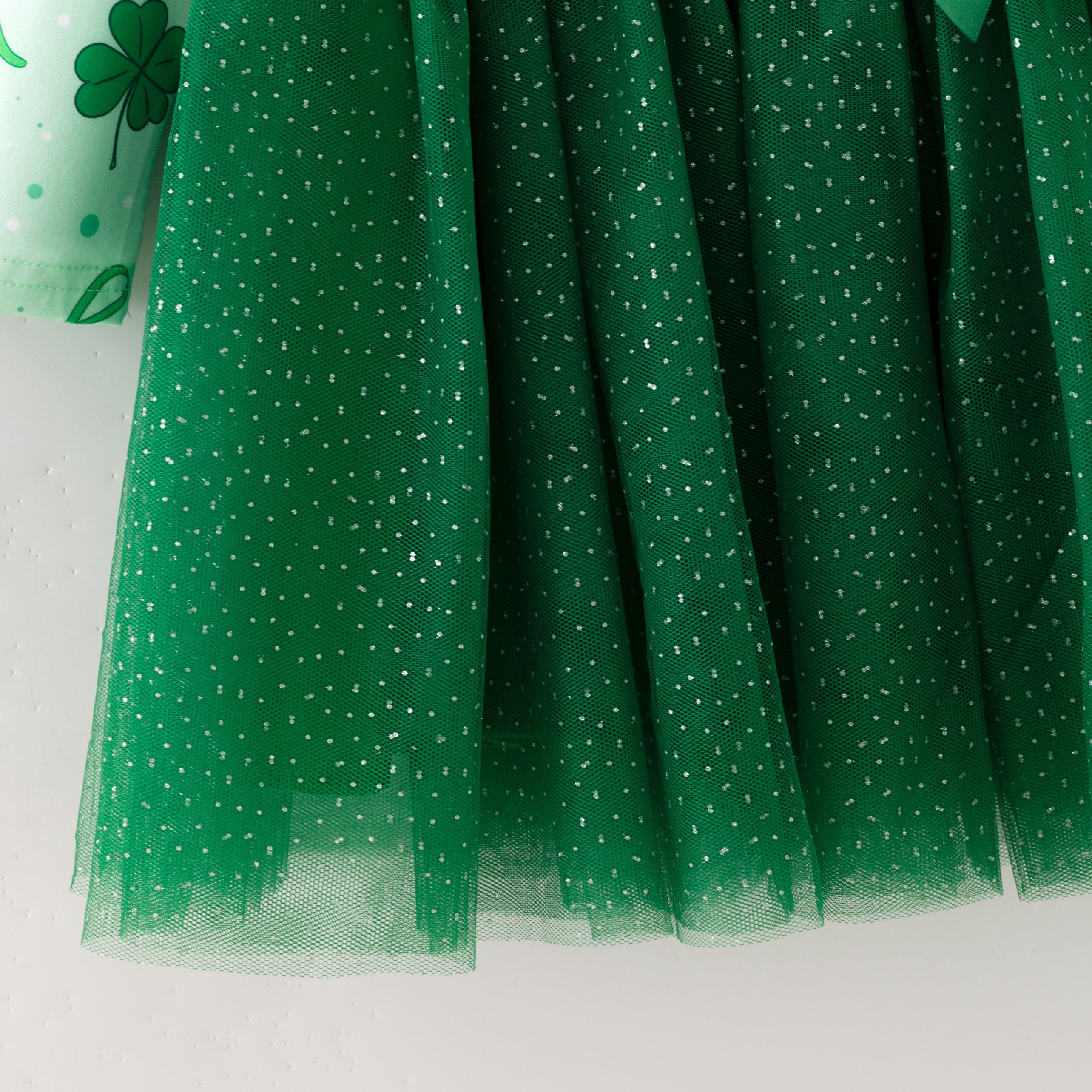 （In Stock）Girls St. Patrick's Day Shamrock Print Tulle Dress