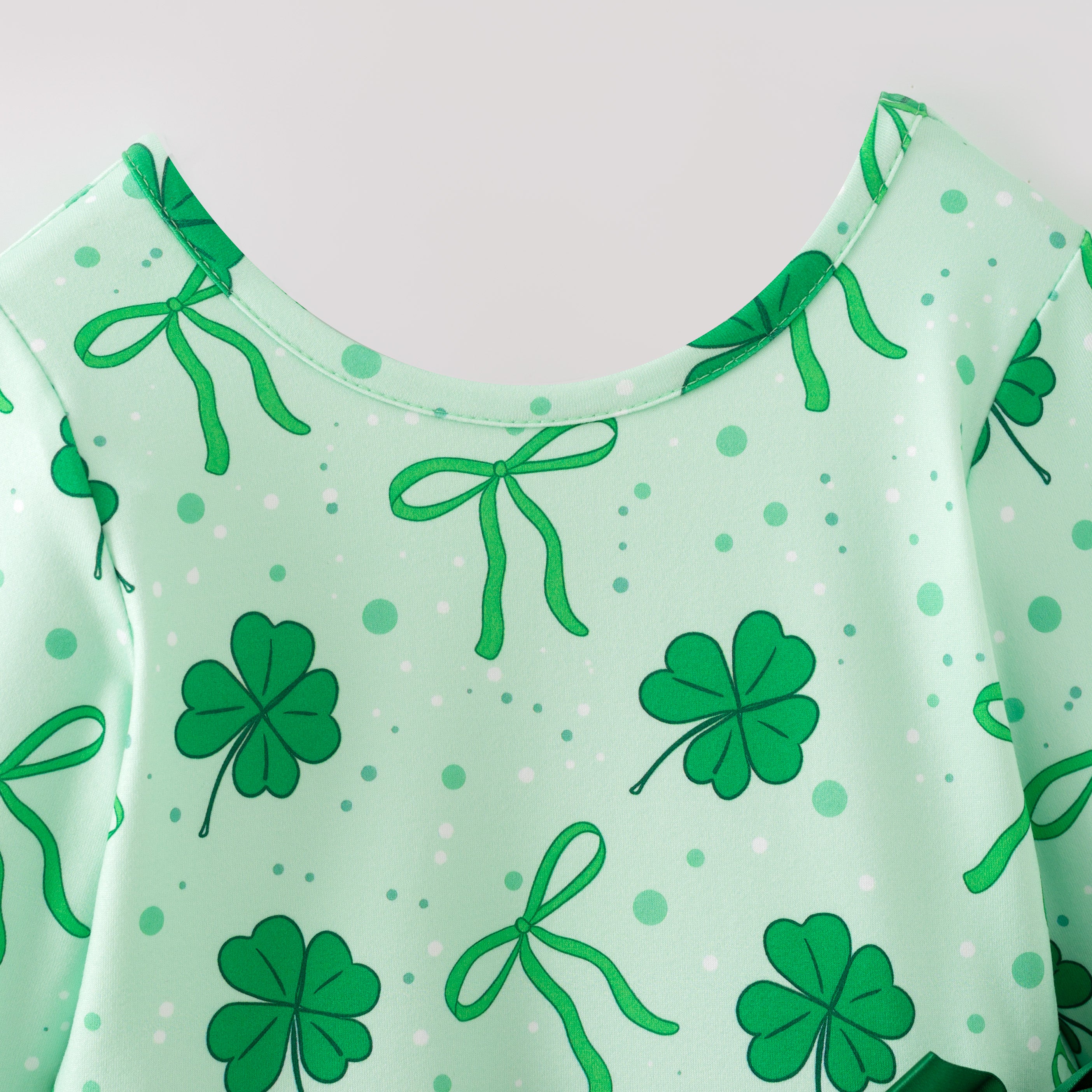 （In Stock）Girls St. Patrick's Day Shamrock Print Tulle Dress