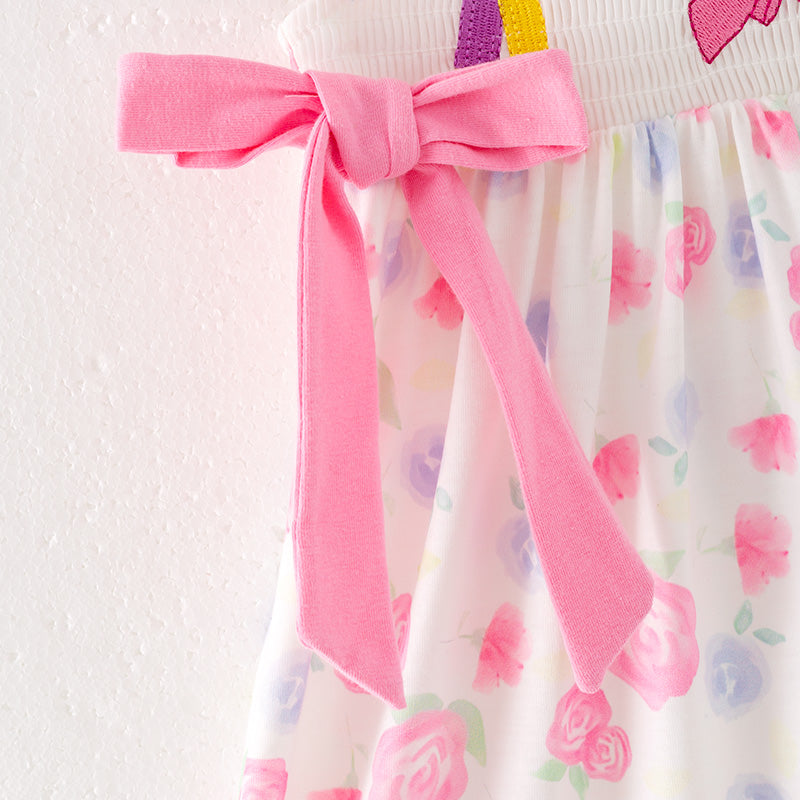 （In Stock）Girls Summer Back To School Embroidery Smocked Dress