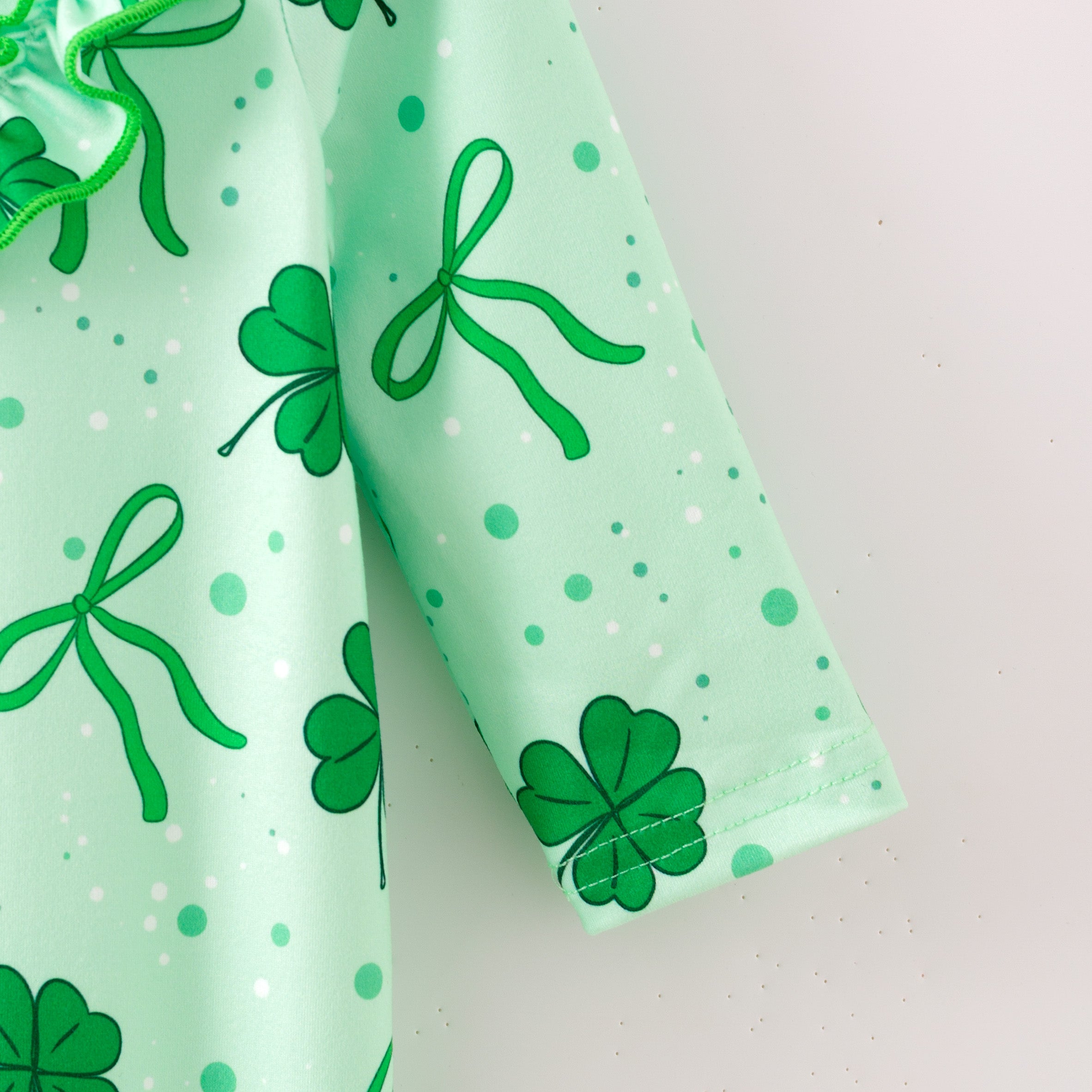 （In Stock）Toddler Girls St. Patrick's Day Shamrock Print Romper
