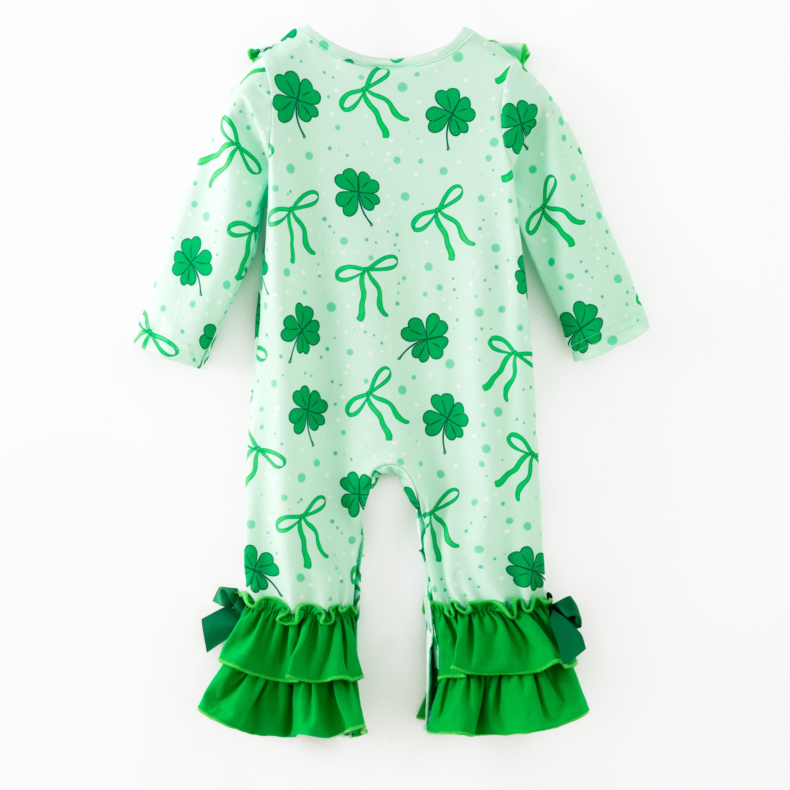 （In Stock）Toddler Girls St. Patrick's Day Shamrock Print Romper